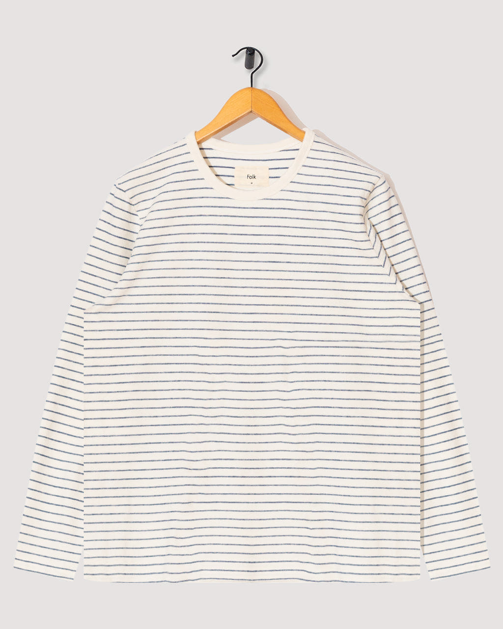 Folk L/S Texture T-Shirt - Ecru/Soft Blue