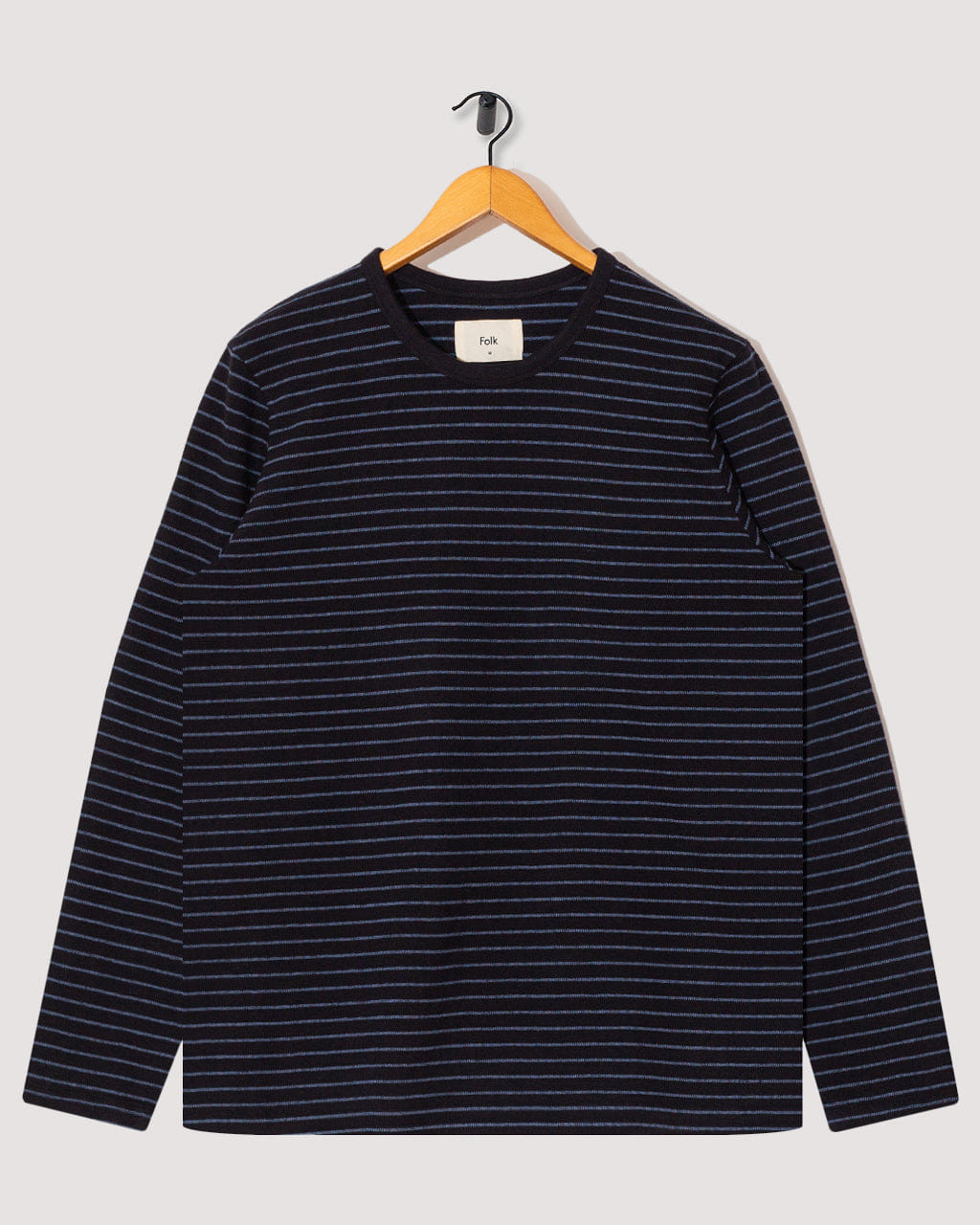 Folk L/S Texture T-Shirt - Black/Soft Blue
