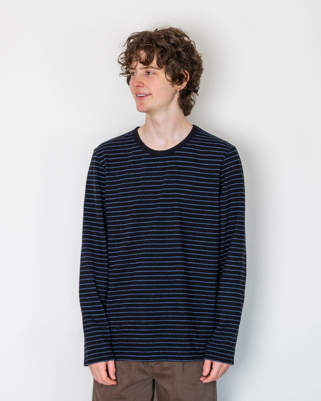 Folk L/S Texture T-Shirt - Black/Soft Blue