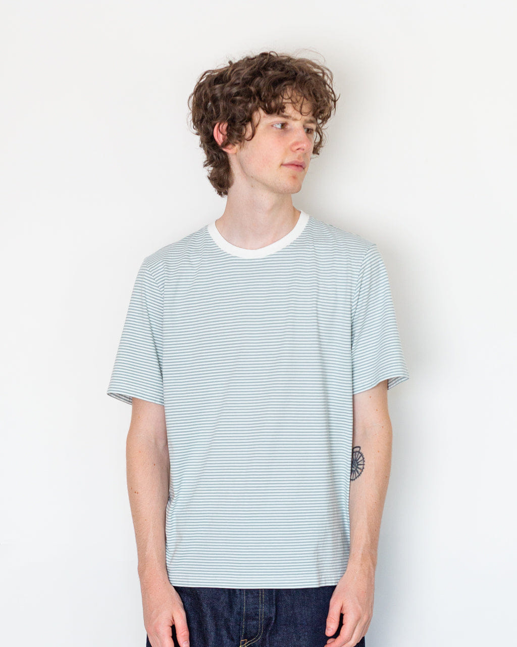 Folk 1X1 Stripe T-Shirt - Blue Oxide/Ecru