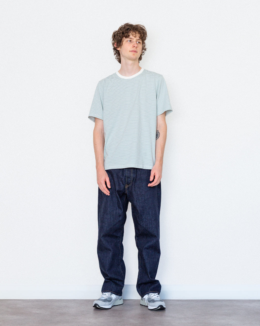 Folk 1X1 Stripe T-Shirt - Blue Oxide/Ecru