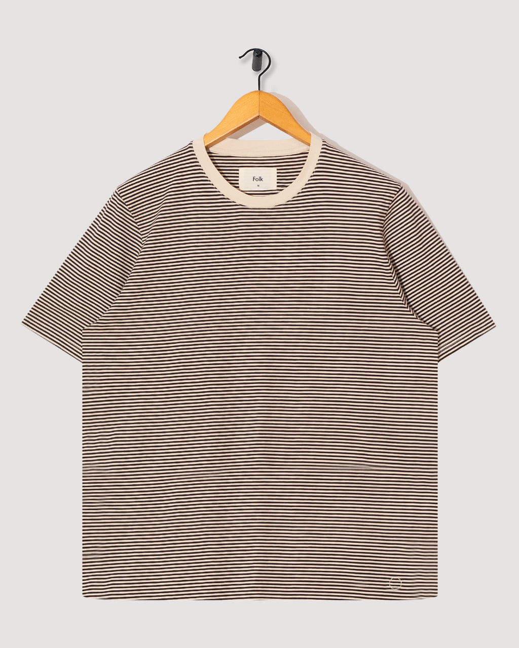 Folk 1X1 Stripe T-Shirt - Espresso/Stone