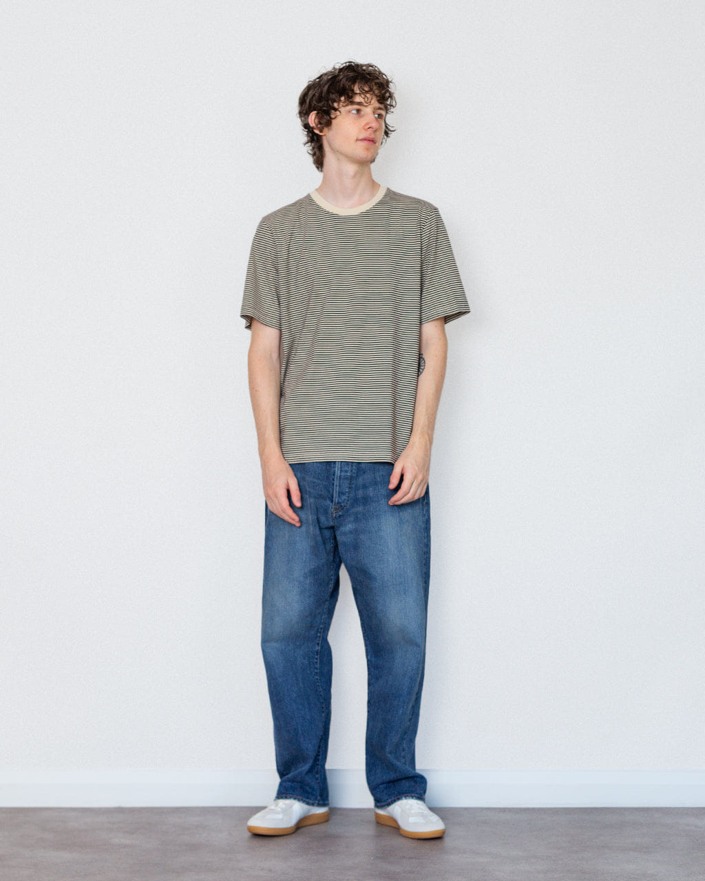 Folk 1X1 Stripe T-Shirt - Espresso/Stone