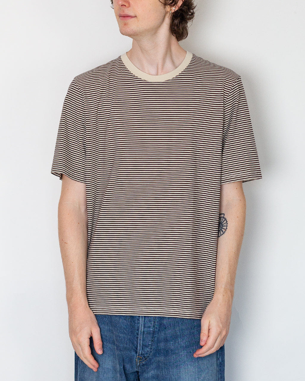 Folk 1X1 Stripe T-Shirt - Espresso/Stone