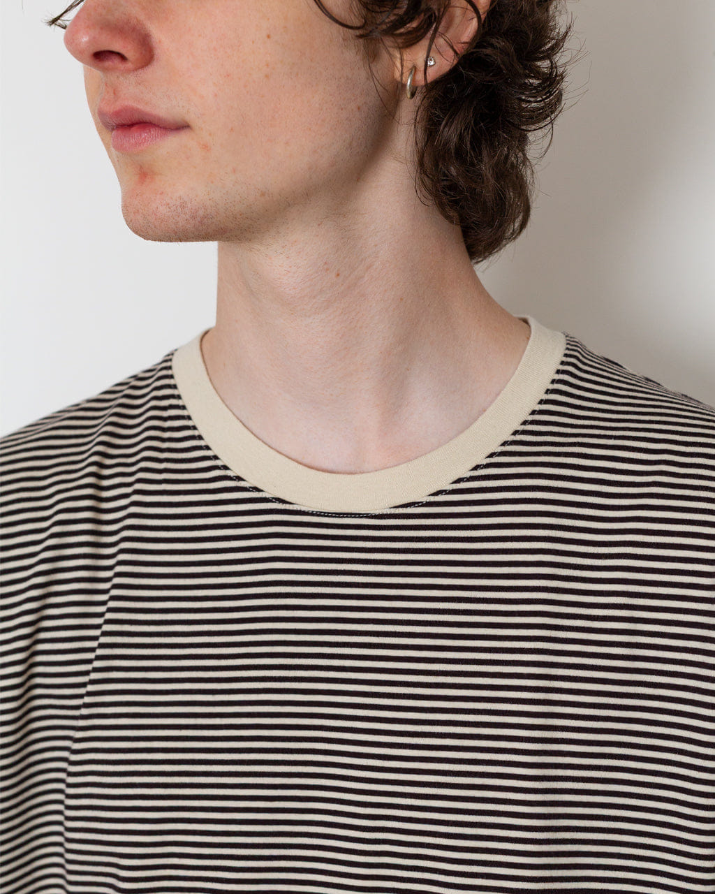 Folk 1X1 Stripe T-Shirt - Espresso/Stone