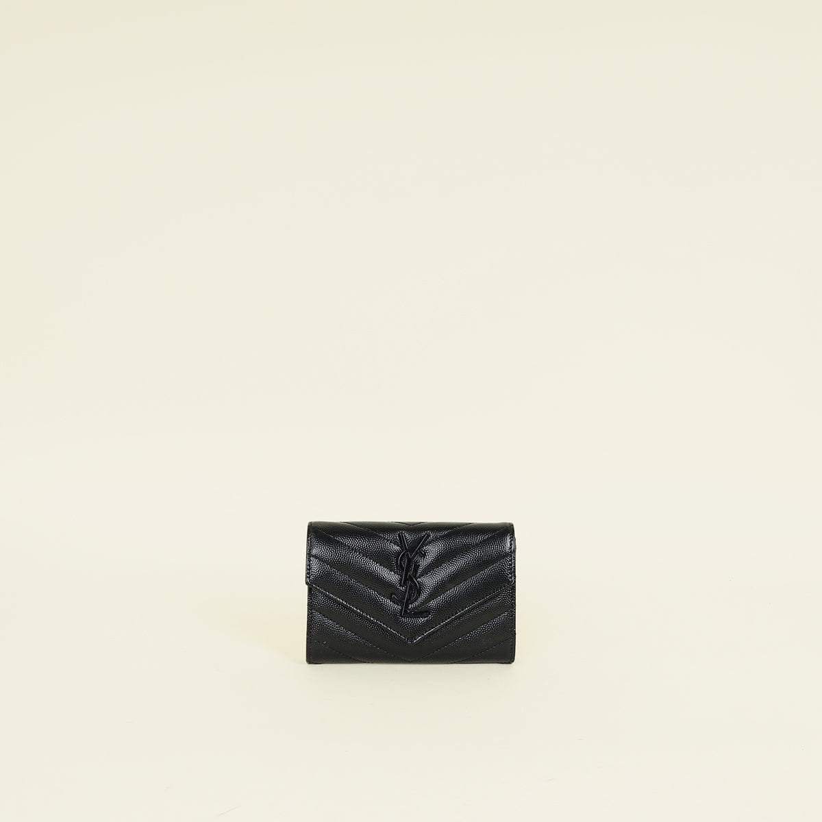 YSL Black Cassandre Chevron Envelope Wallet