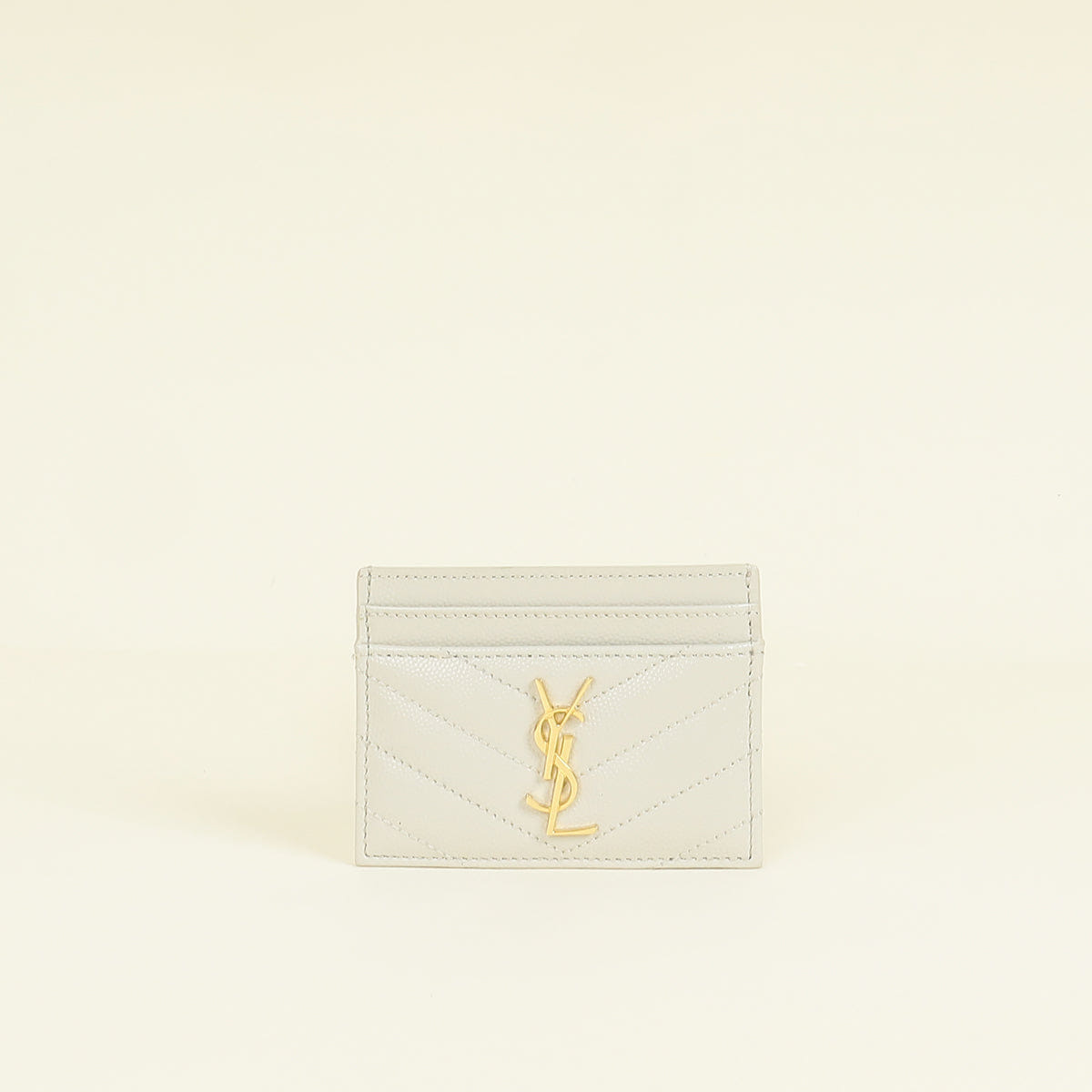 YSL Blanc Vintage Cassandre Matelasse Card Holder