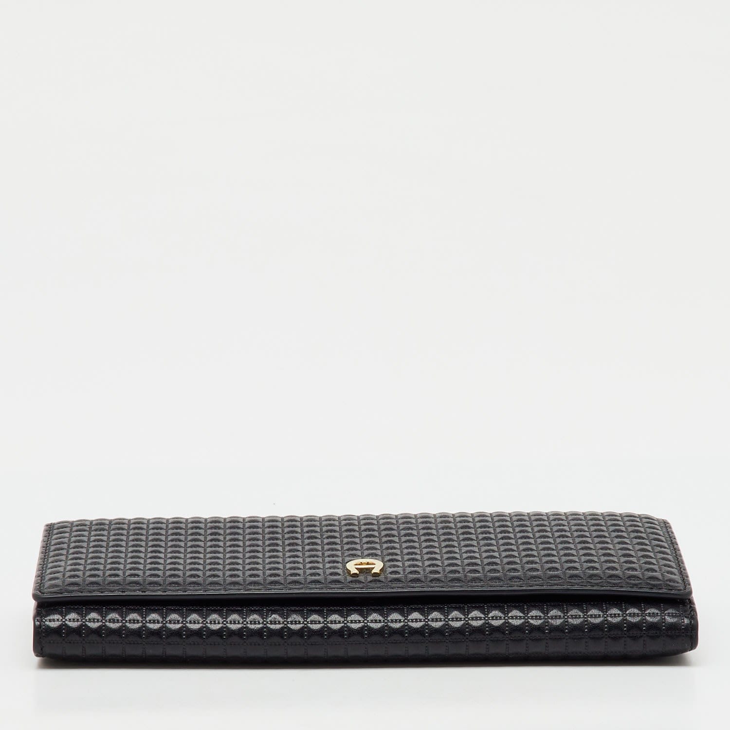 Aigner Black Leather Flap Continental Wallet