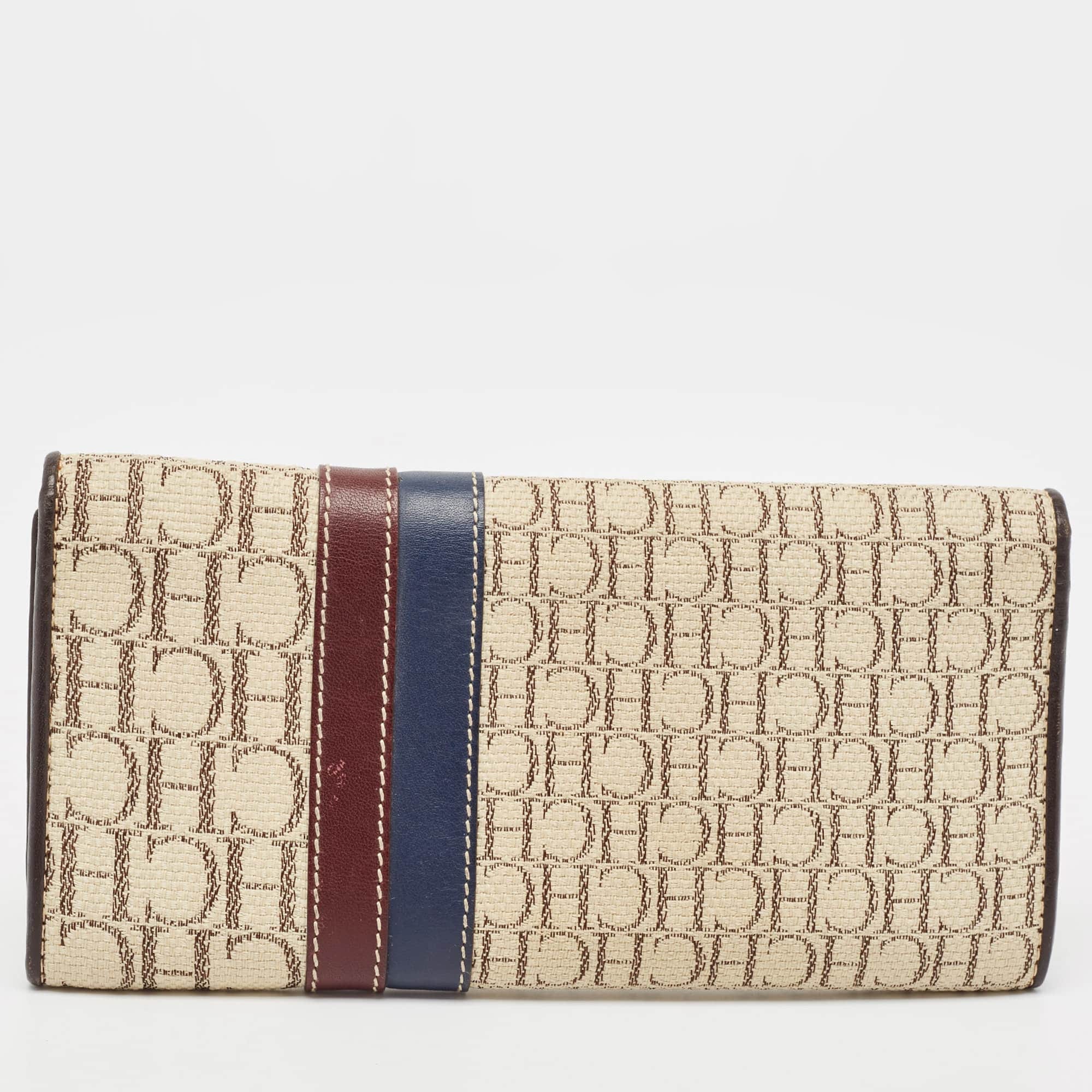 Ch Carolina Herrera Off White Monogram Flap Trifold Continental Wallet