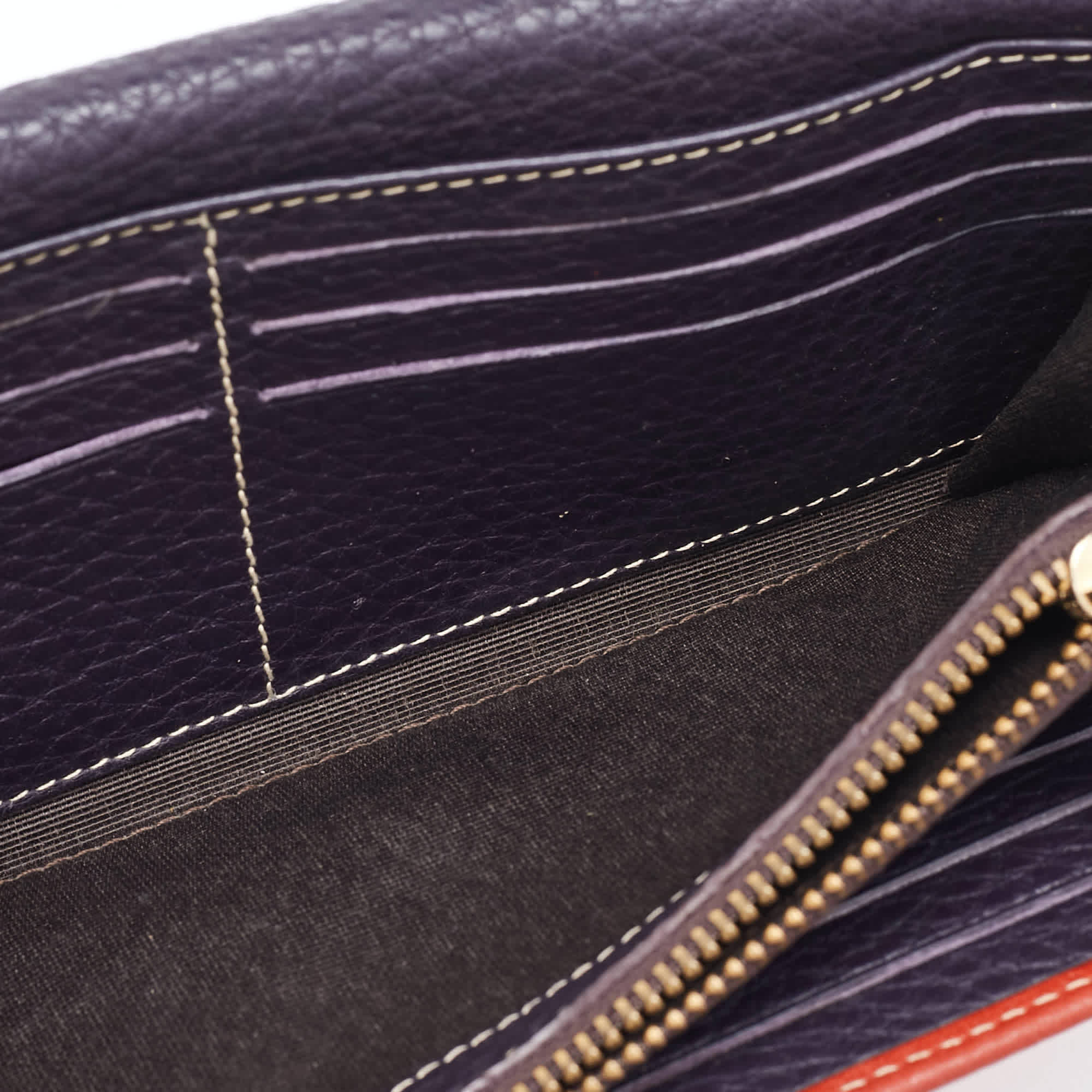 Ch Carolina Herrera Rust Orange Monogram Leather Flap Continental Wallet
