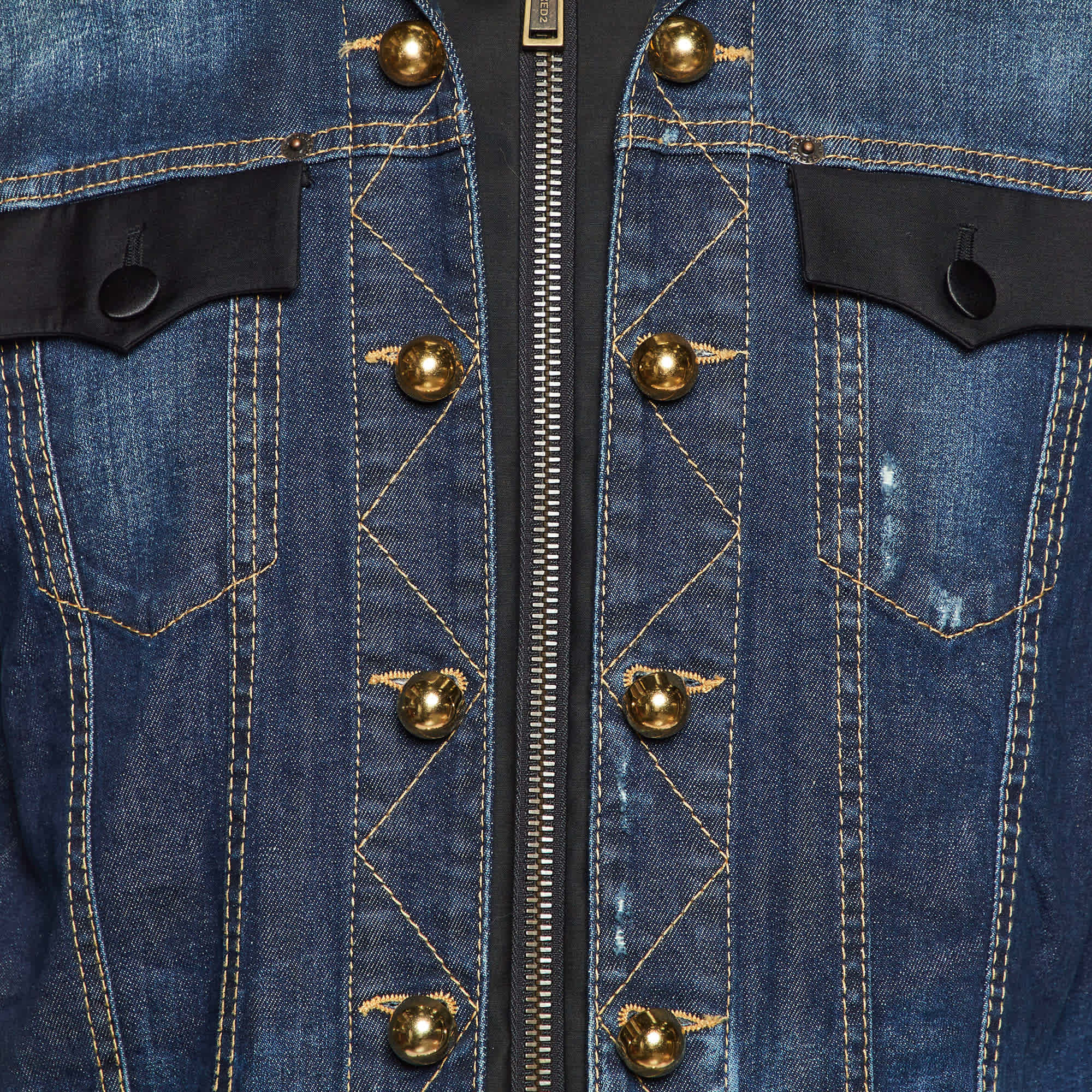 Blue Navy Blue Zip - Up Officer Jacket