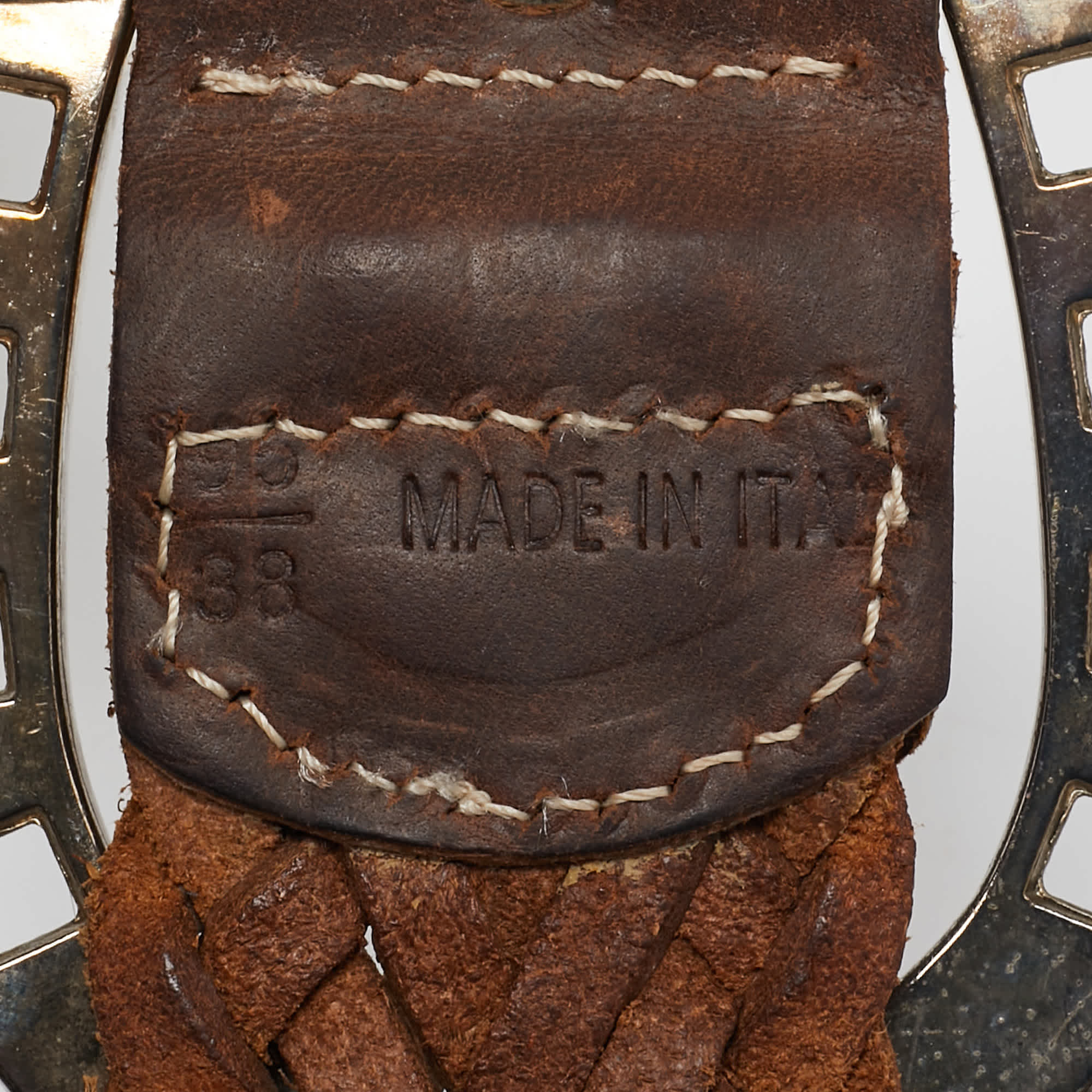 Aigner Brown Braided Leather Buckle Belt