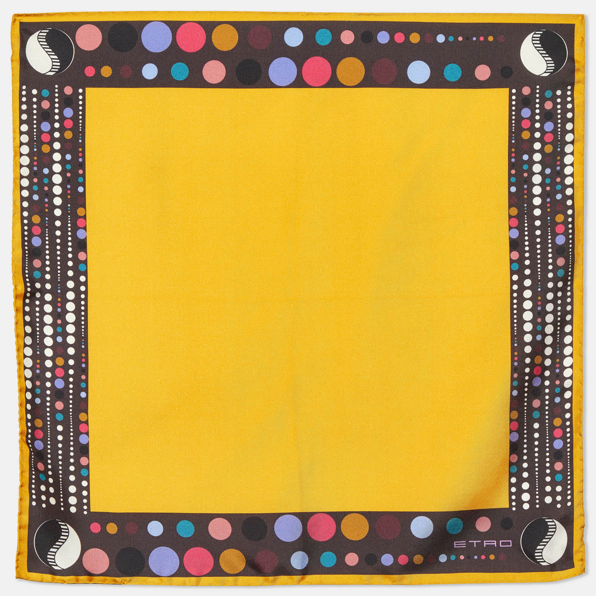 Yellow Etro Yellow Dot Print Silk Pocket Square