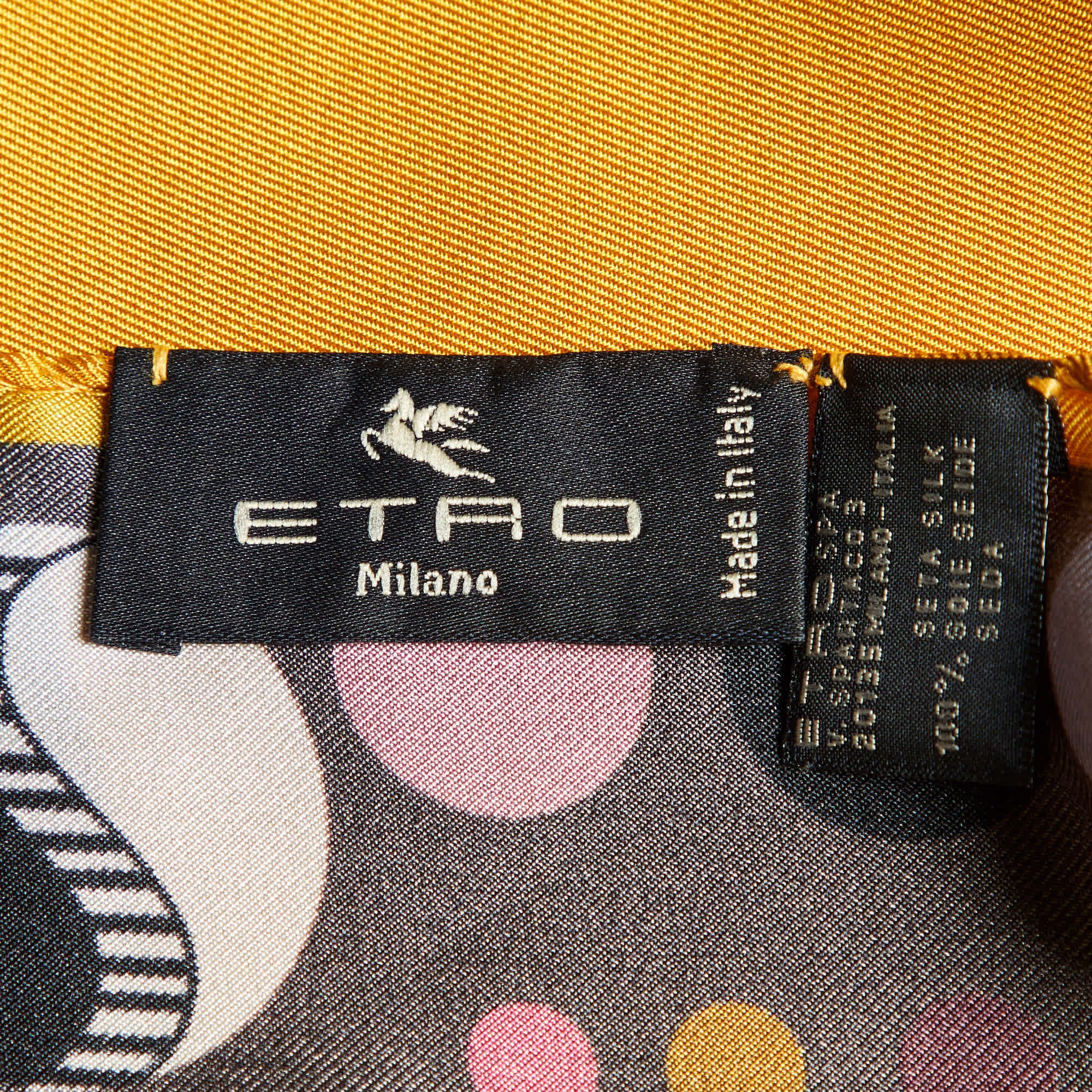 Yellow Etro Yellow Dot Print Silk Pocket Square