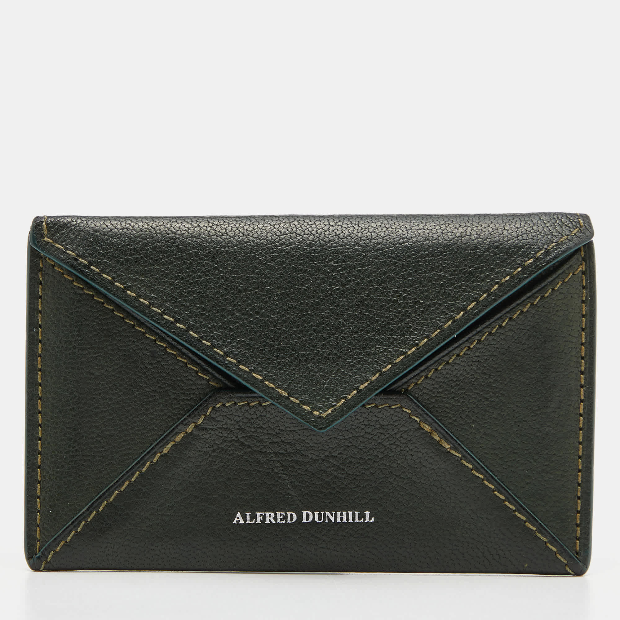 Alfred Dunhill Green Leather Flap Card Case