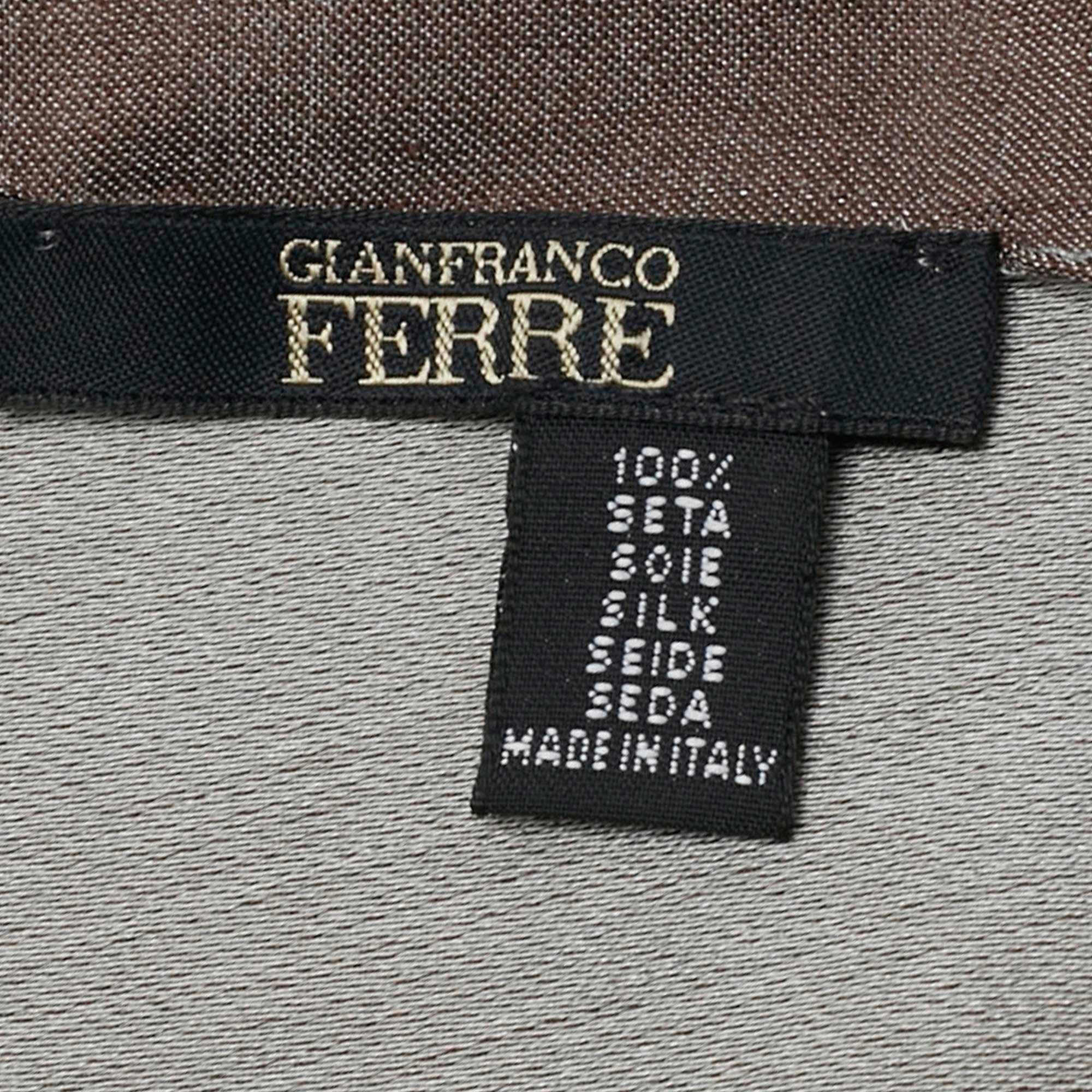 Gianfranco Ferre Grey Floral Silk Jacquard Scarf