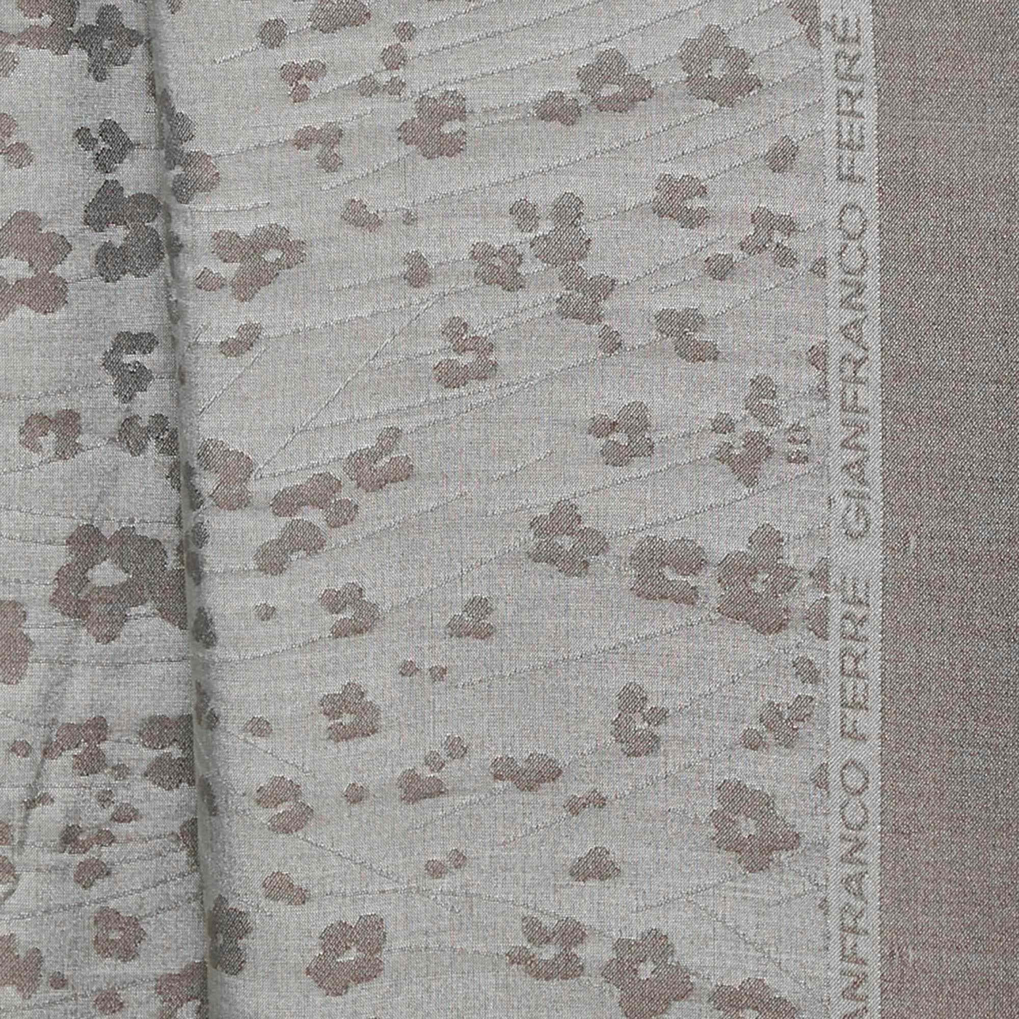 Gianfranco Ferre Grey Floral Silk Jacquard Scarf
