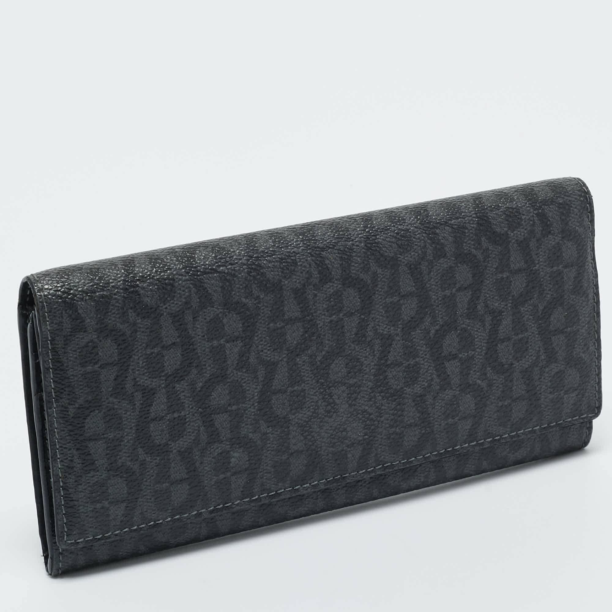 Aigner Black Signature Coated Canvas Flap Continental Wallet