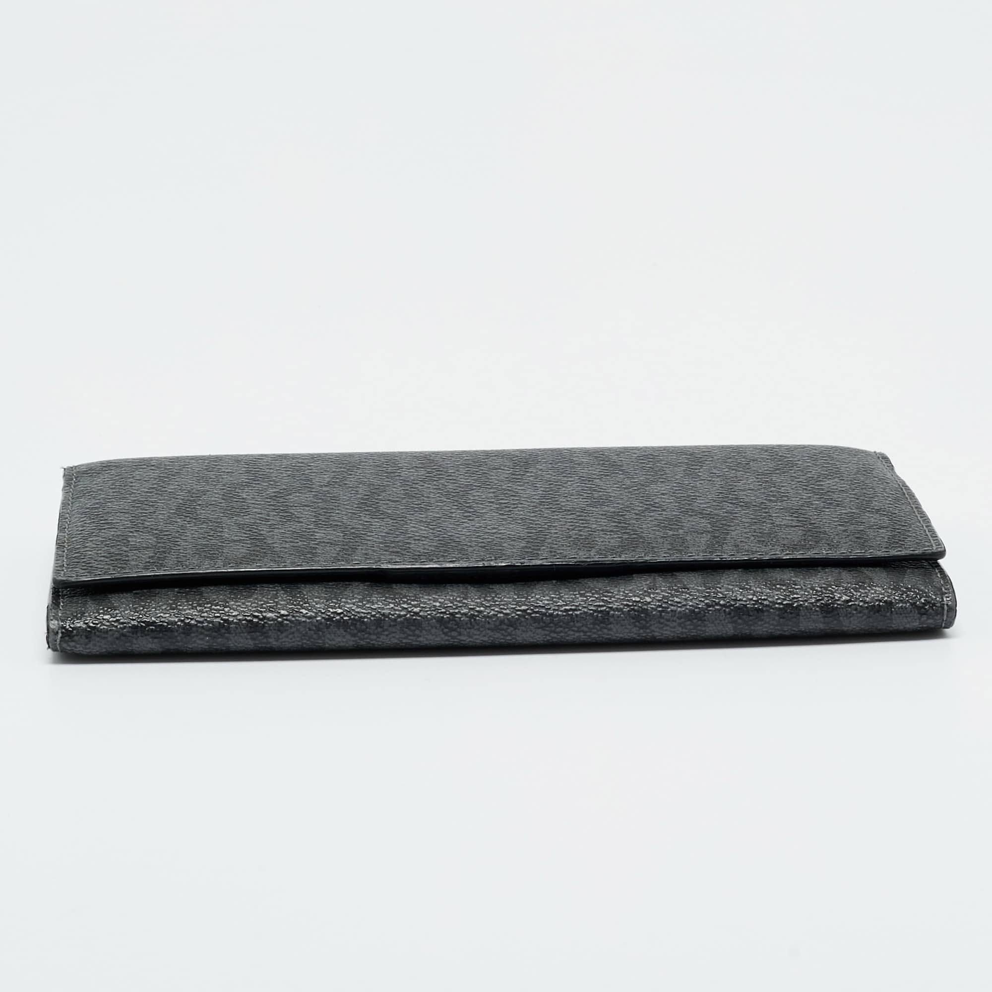 Aigner Black Signature Coated Canvas Flap Continental Wallet