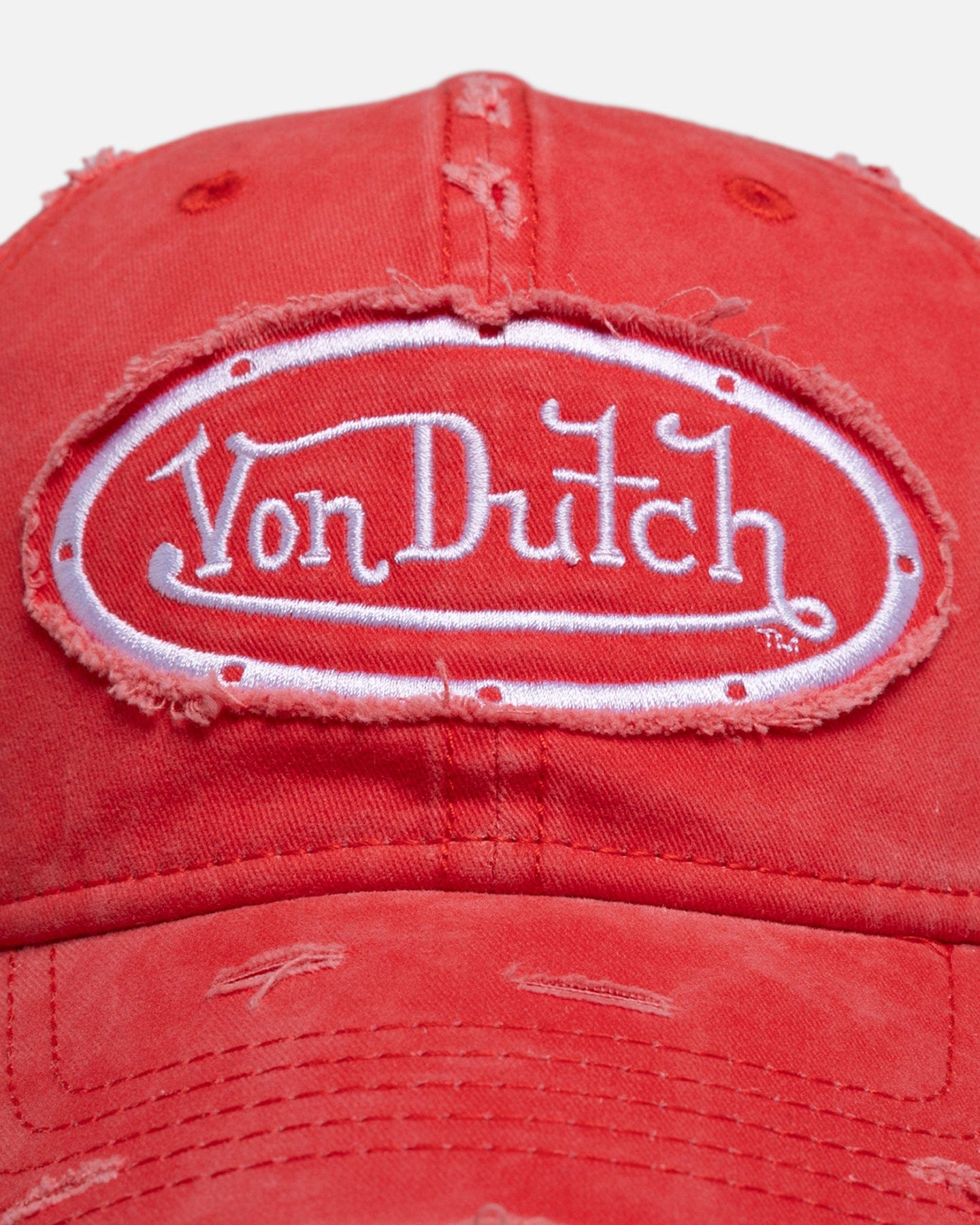 Von Dutch Distressed Dad Strapback Cap Washed Red