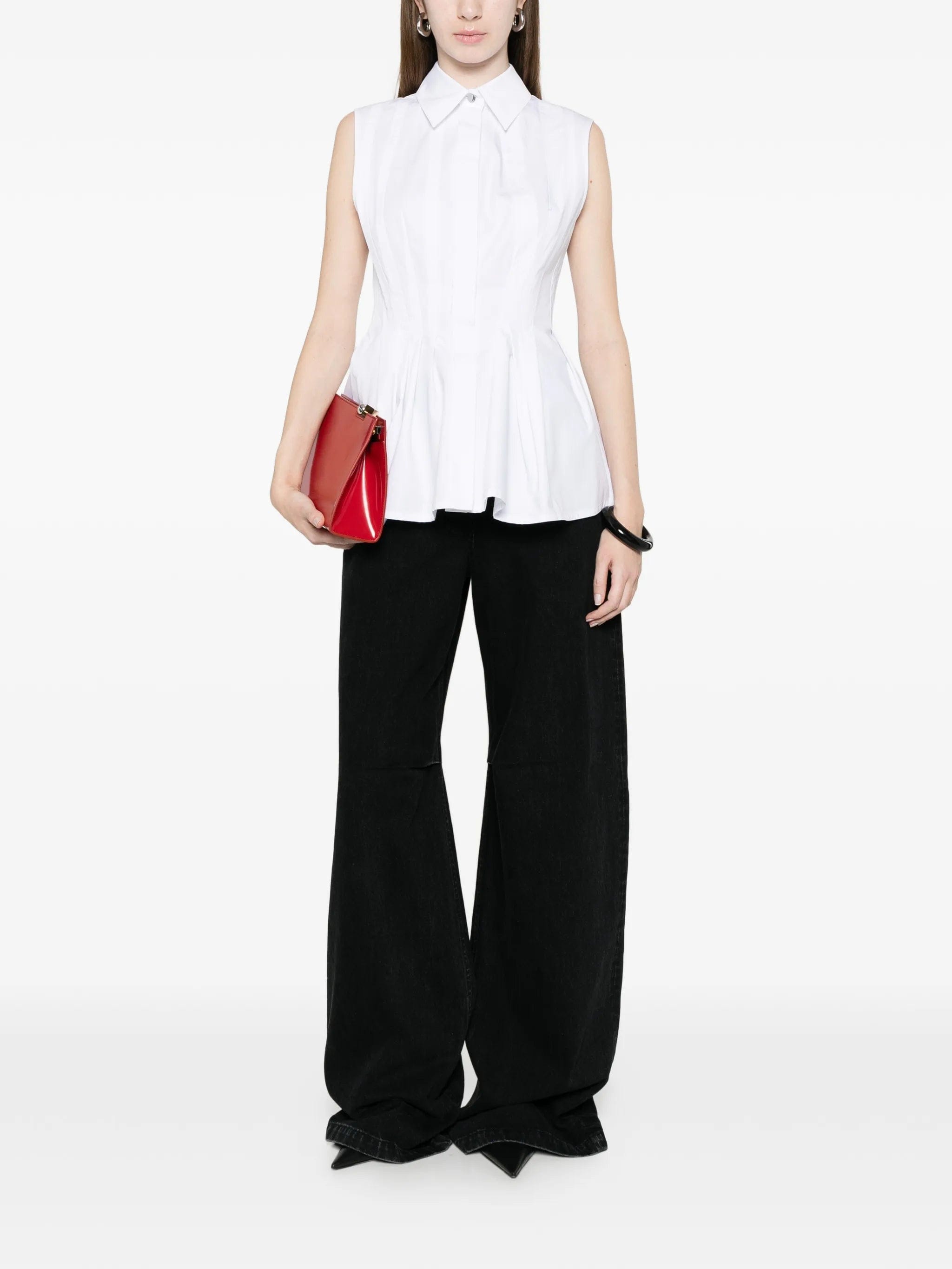 Sportmax pleated sleeveless shirt