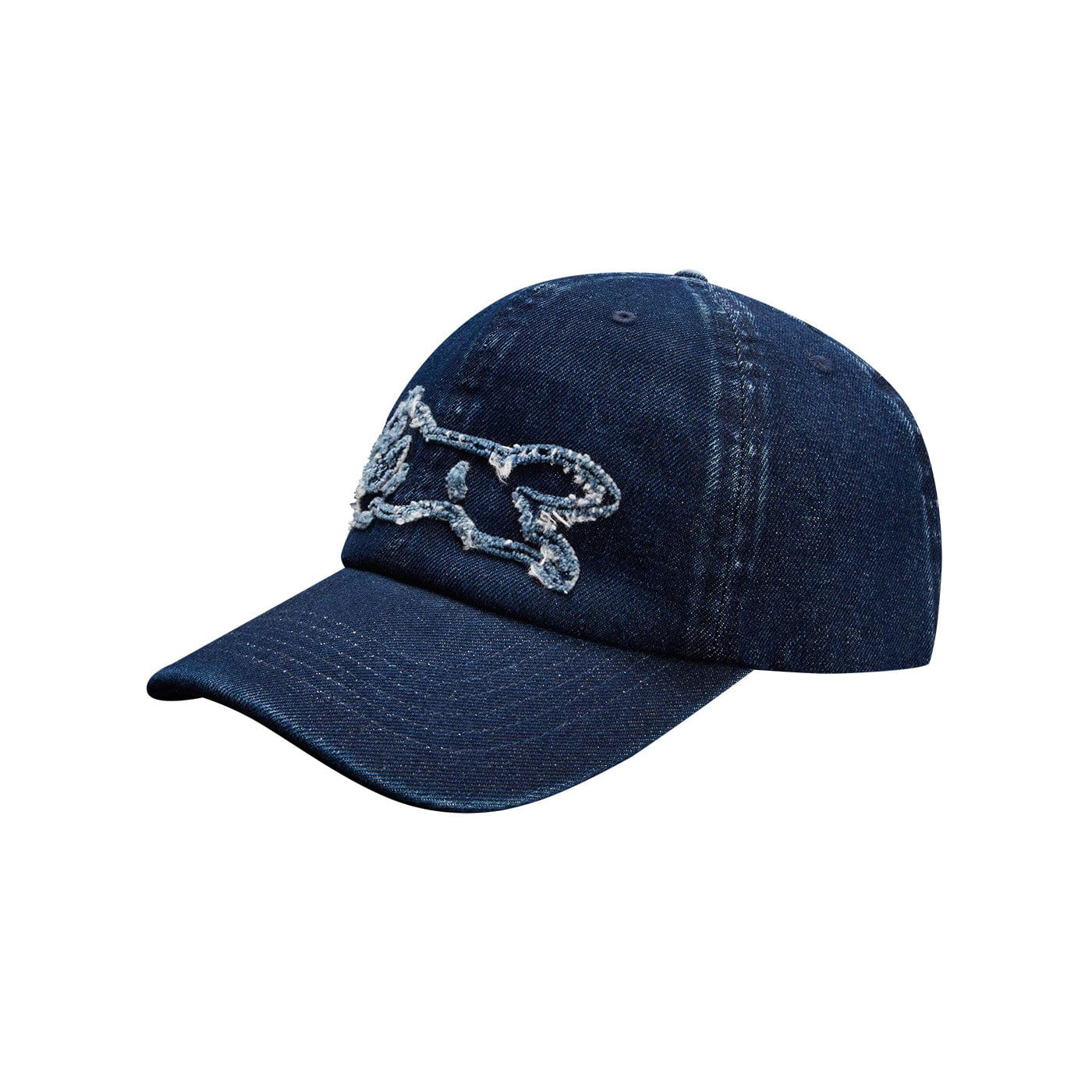 Icecream Distressed Running Dog Dad Cap - Indigo