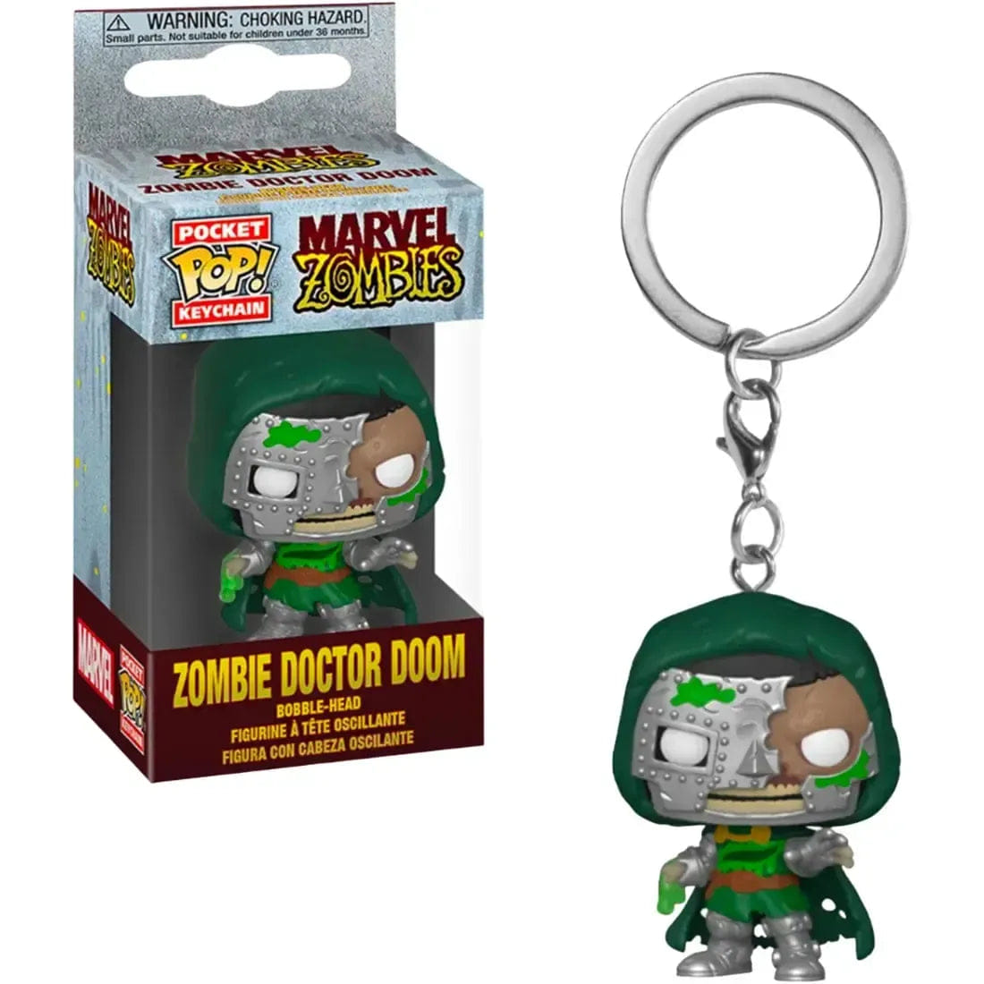 Funko Marvel: Zombies - Zombie Doctor Doom Bobble - Head Figure Keychain (1.5") - Funko - Pocket Pop! Keychain Series