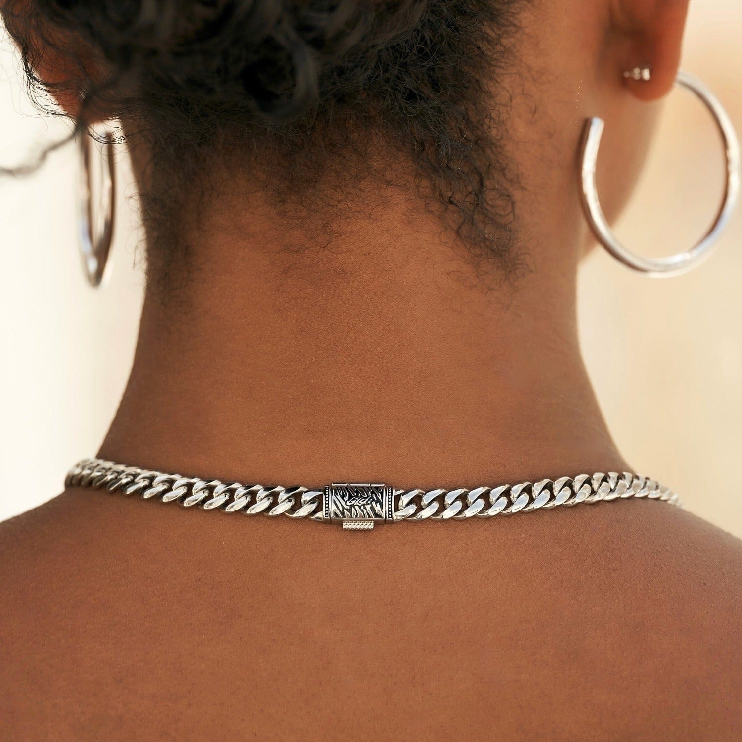 GLD Women Miami Cuban Necklace + Bracelet Bundle in White Gold - 8 mm