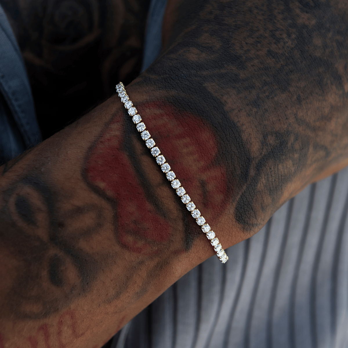 GLD Men Micro Tennis Chain + Bracelet Bundle in Yellow Gold