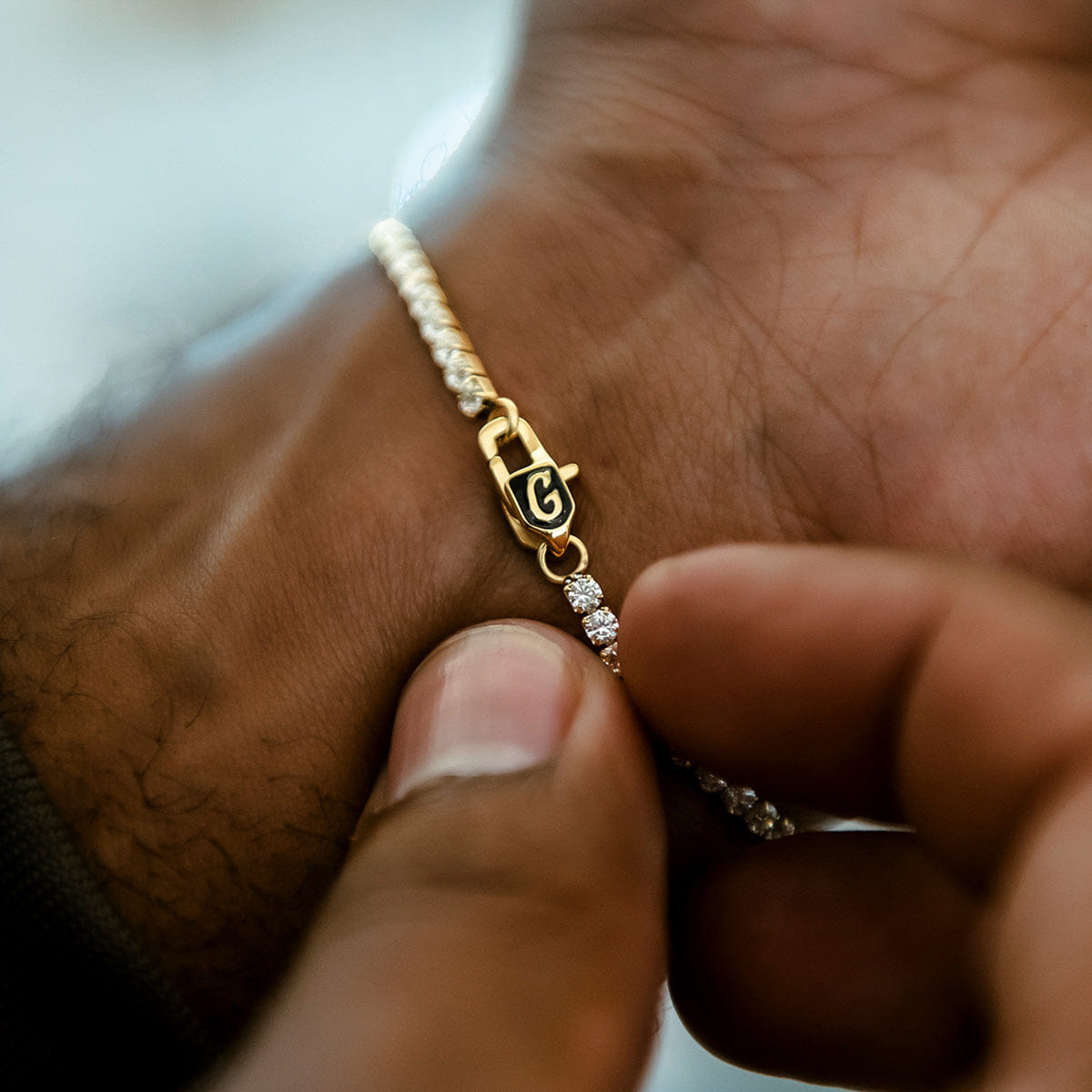 GLD Men Micro Tennis Chain + Bracelet Bundle in Yellow Gold