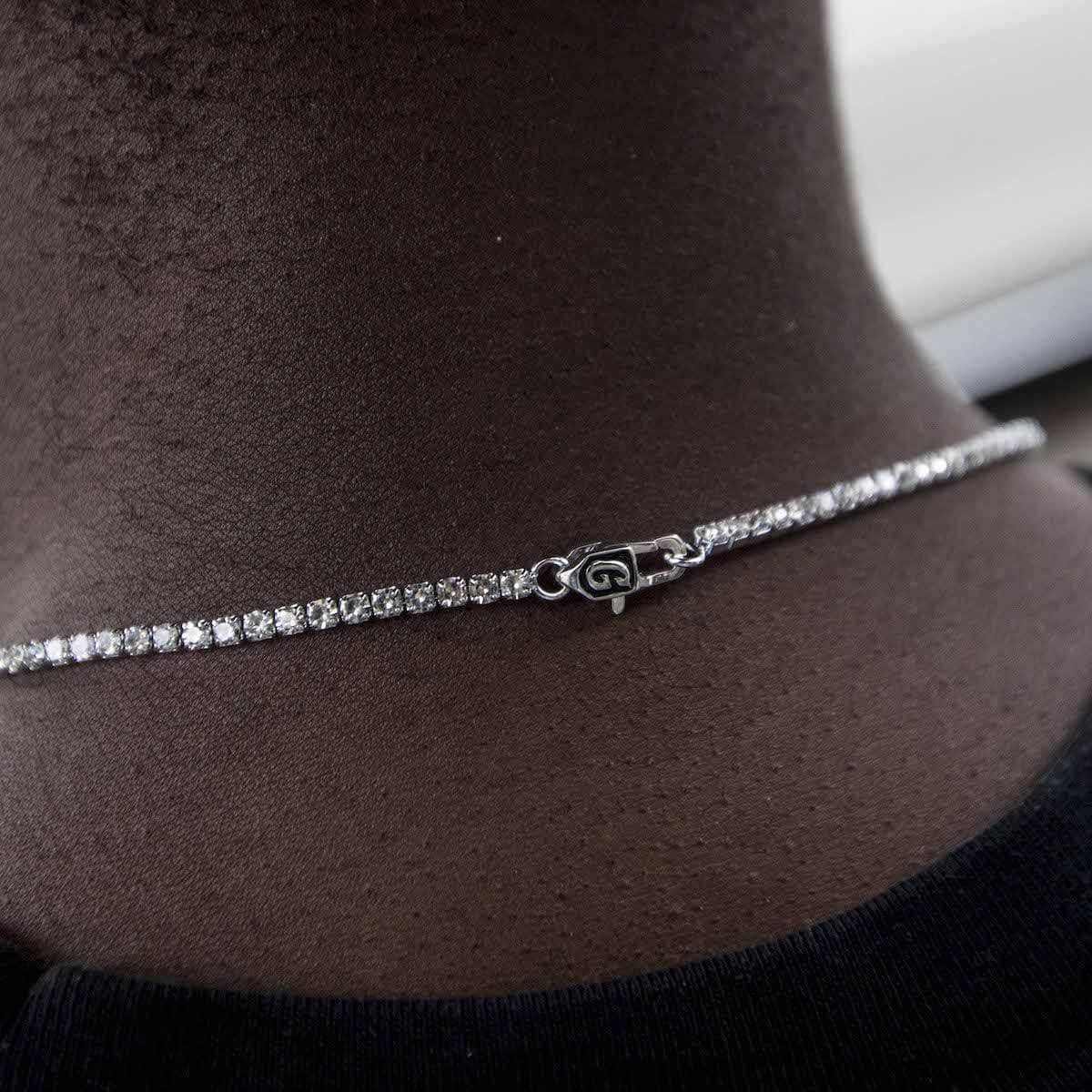 GLD Men Micro Tennis Chain + Bracelet Bundle in White Gold