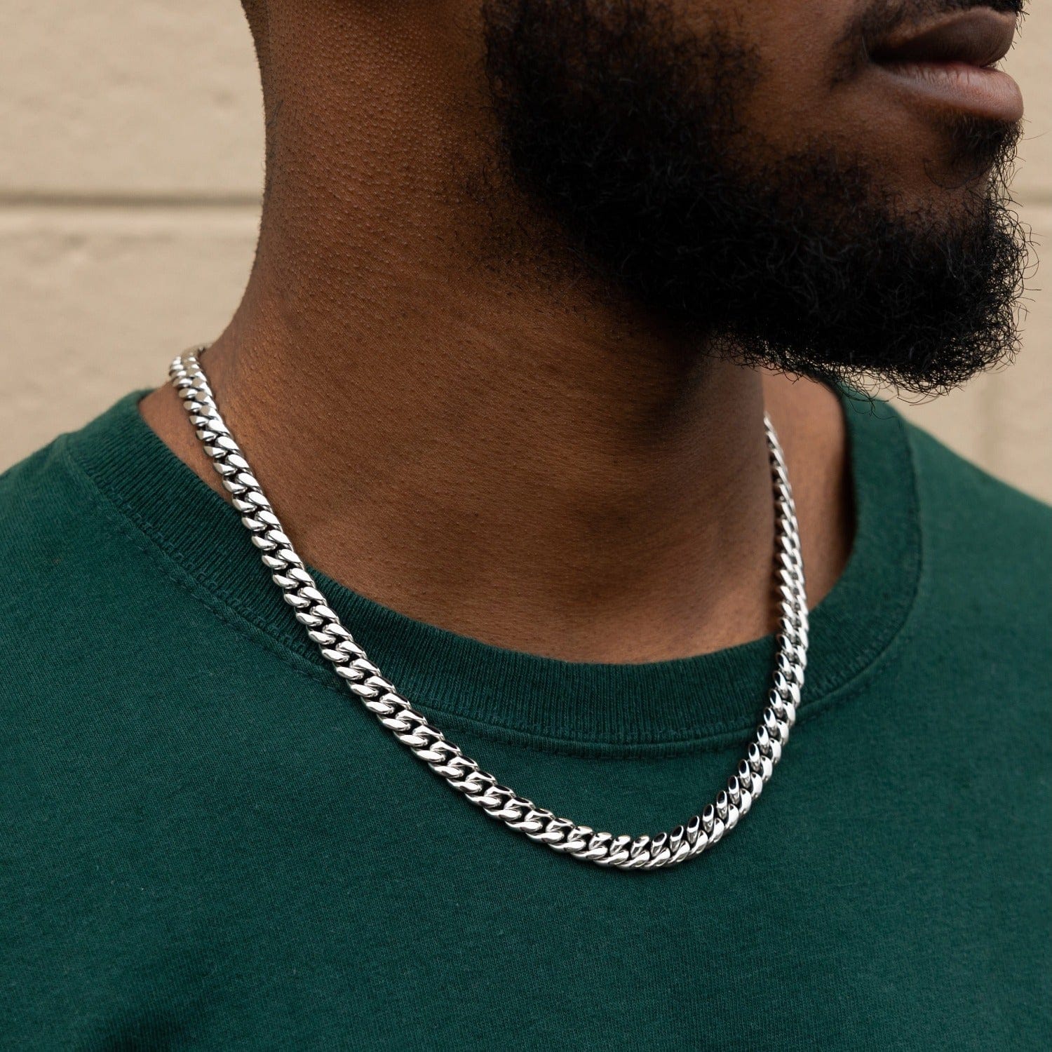 GLD Men Miami Cuban Chain + Bracelet Bundle in White Gold - 8 mm