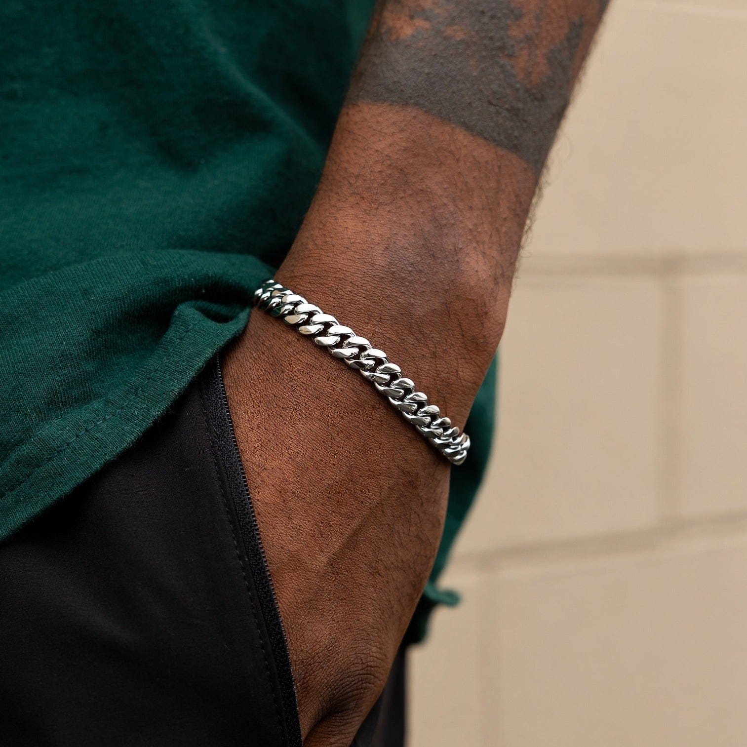 GLD Men Miami Cuban Chain + Bracelet Bundle in White Gold - 8 mm