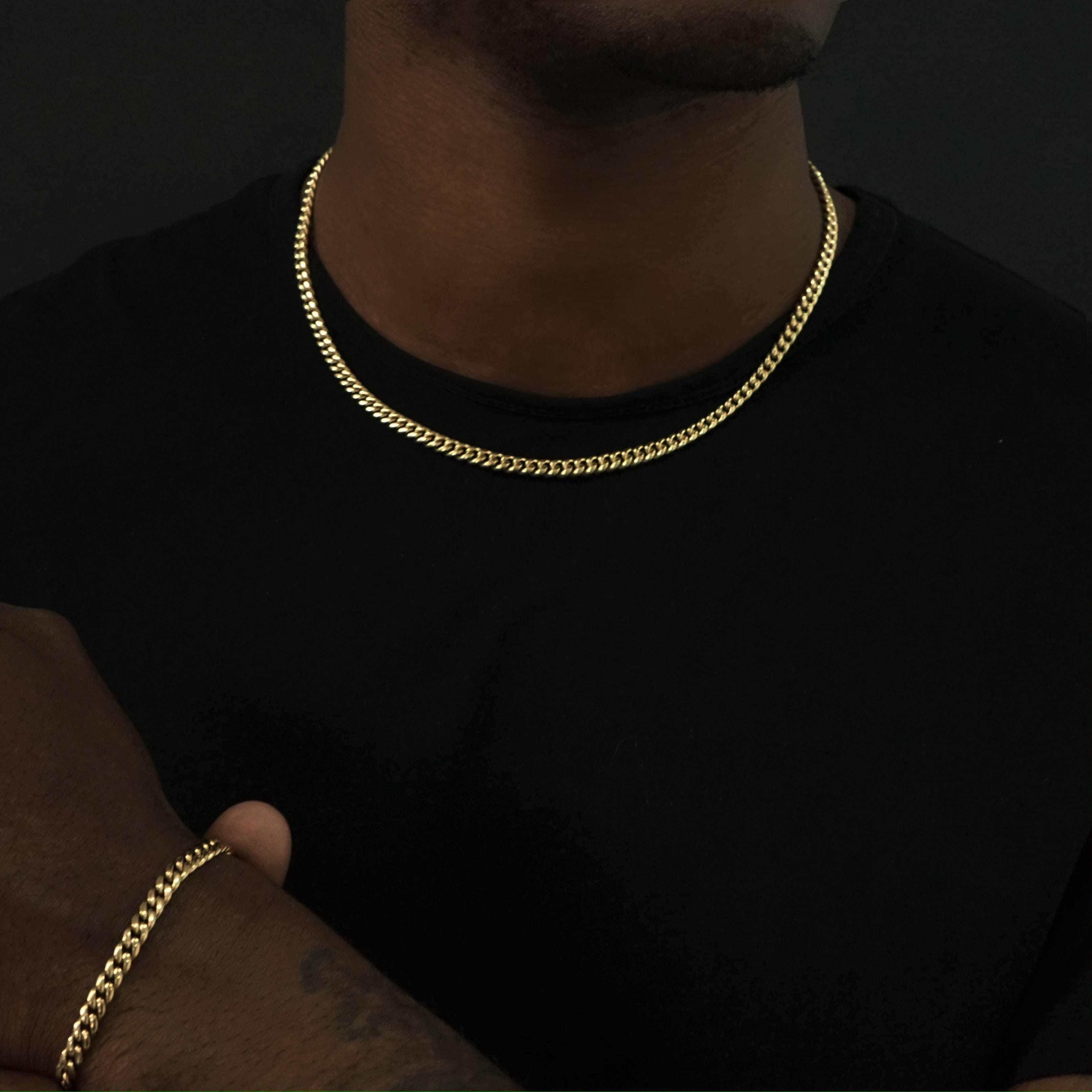 GLD Men 5 mm Cuban Chain + Bracelet Bundle - Yellow Gold