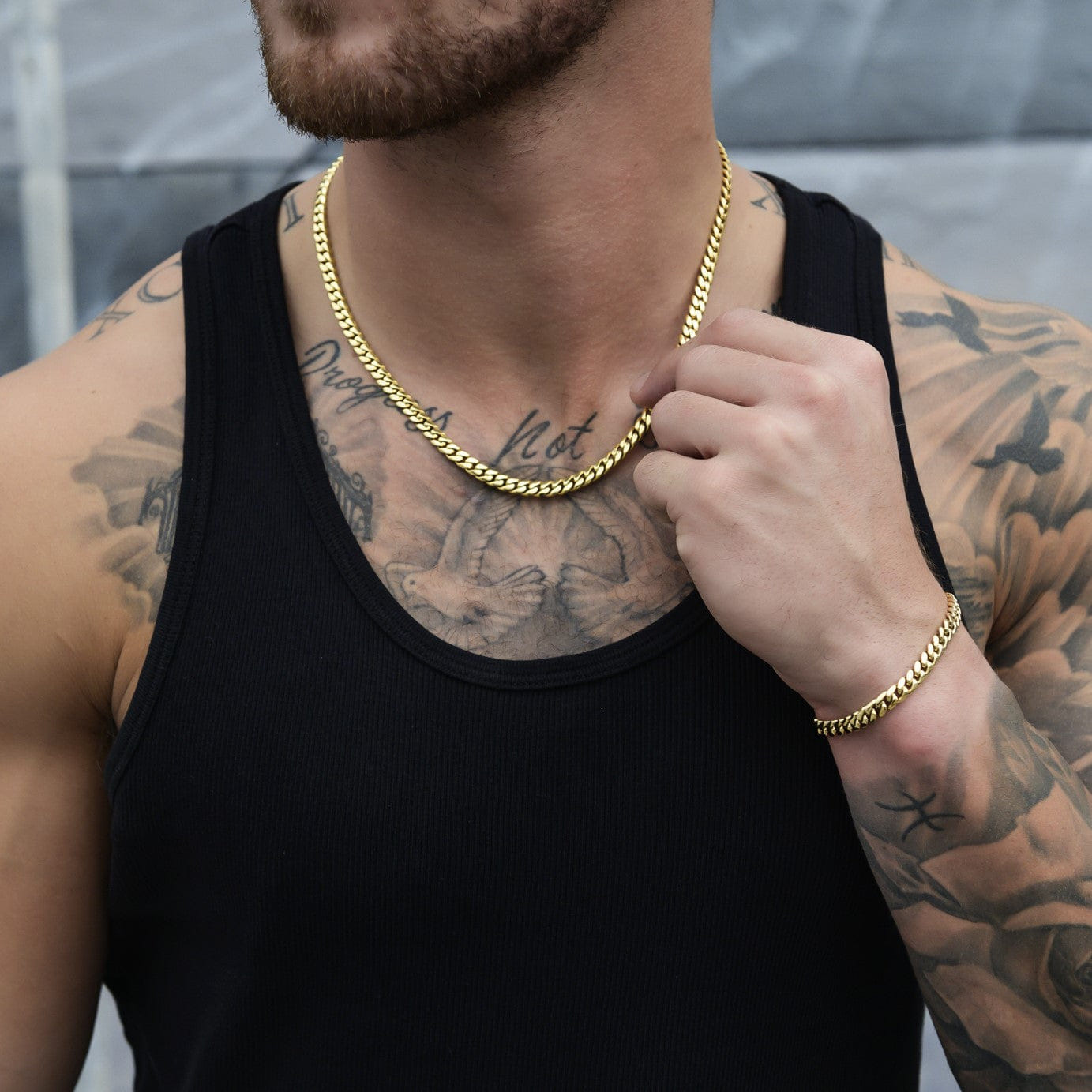 GLD Men Miami Cuban Chain + Bracelet Bundle in Yellow Gold - 6 mm