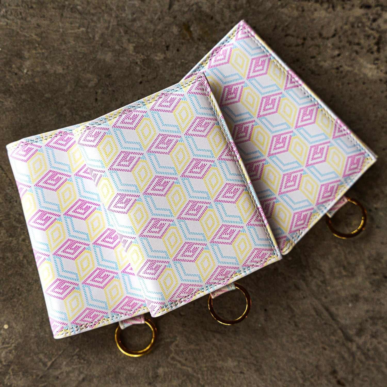 GLD Men Wallet Chain (White w/ Pink/Yellow Print)