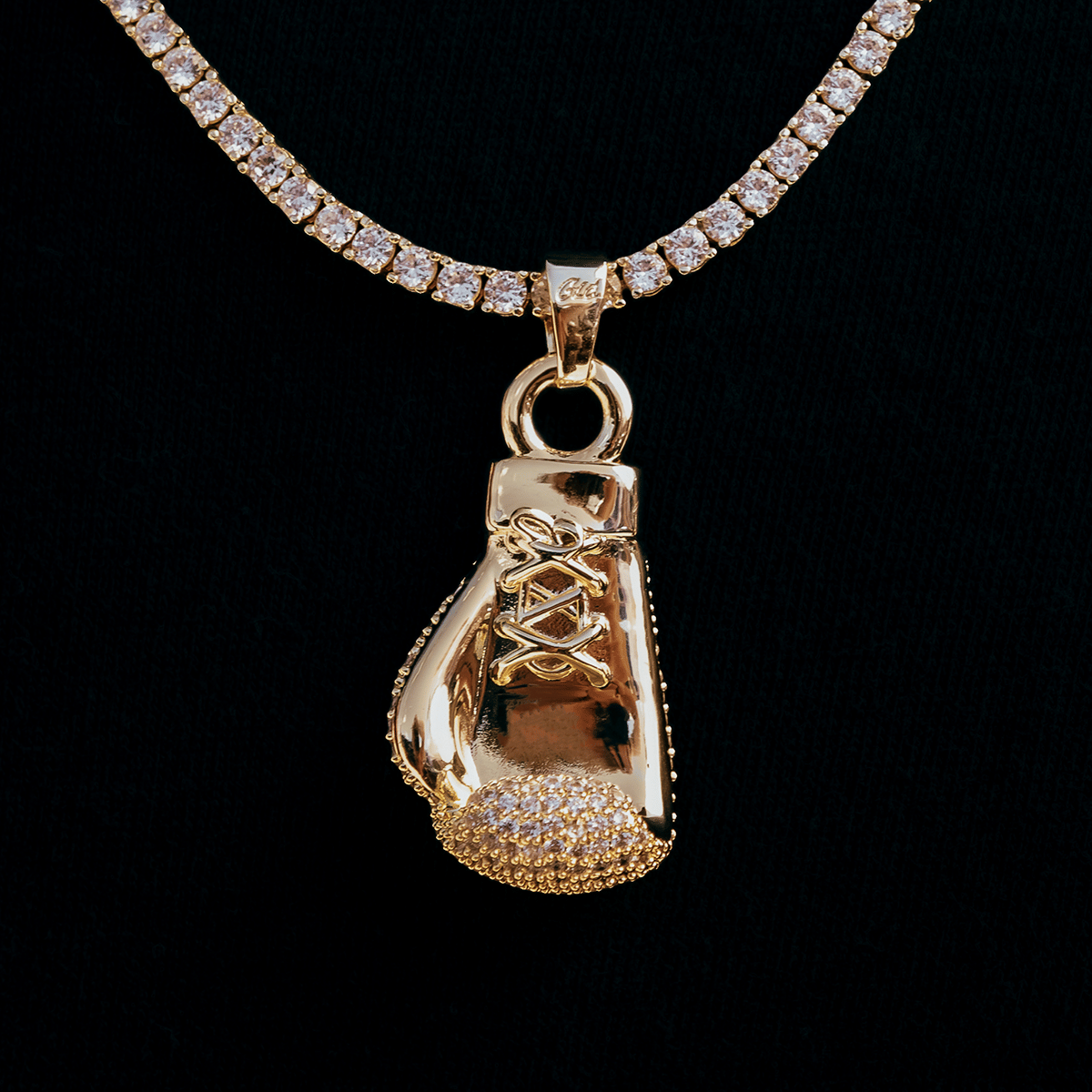 GLD Men Iced Boxing Glove in Yellow Gold