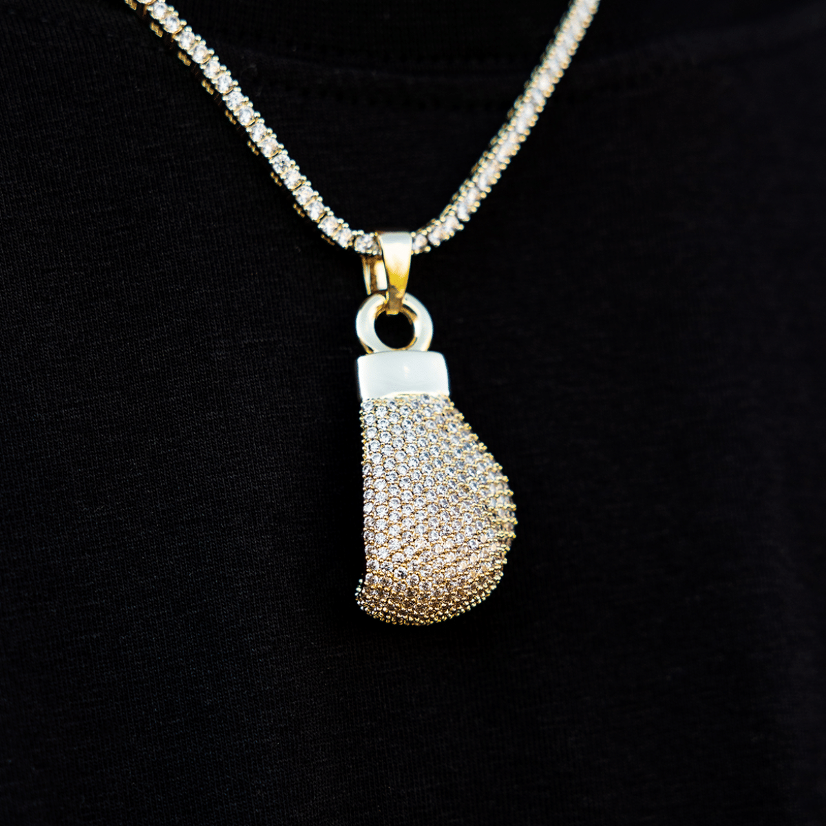 GLD Men Iced Boxing Glove in Yellow Gold