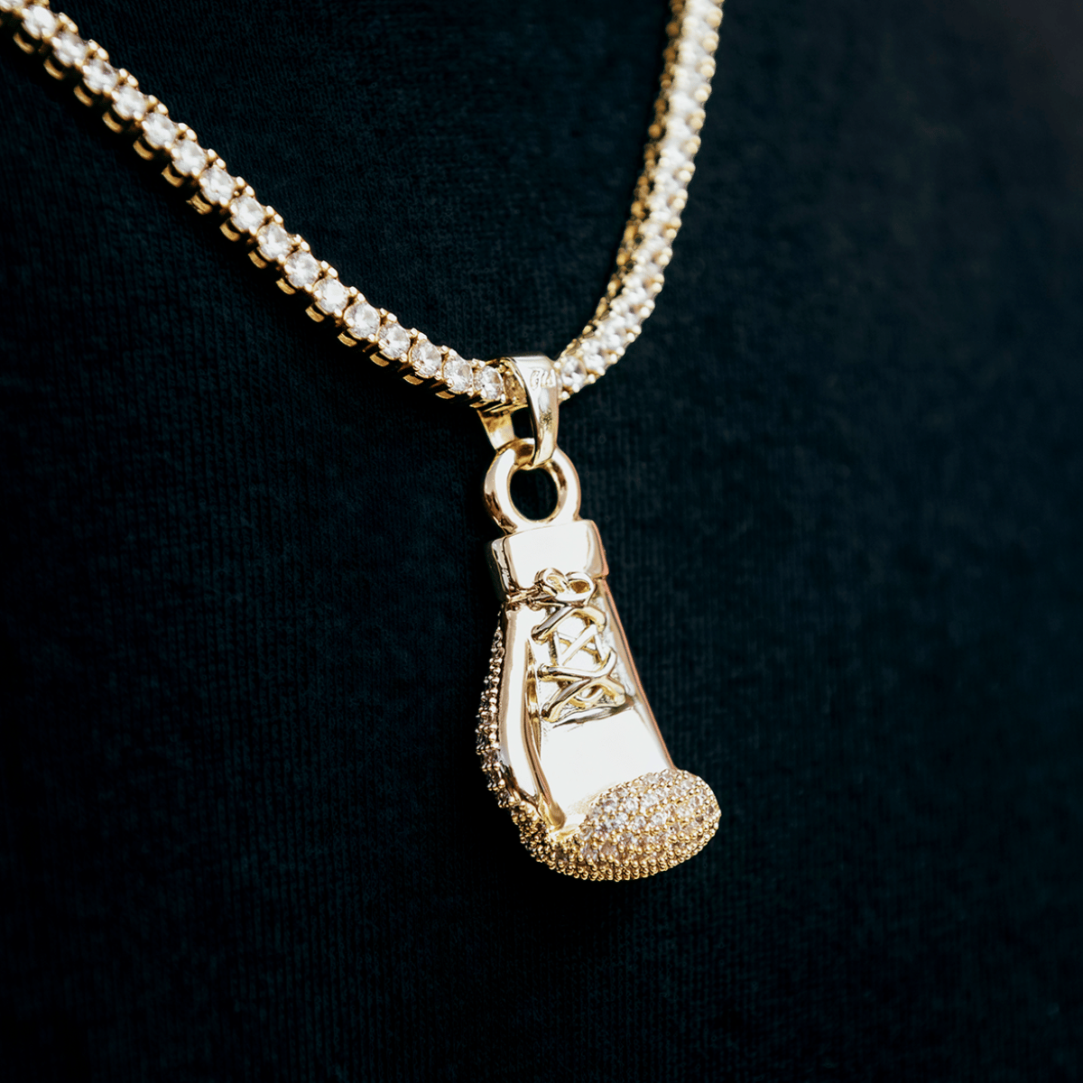 GLD Men Iced Boxing Glove in Yellow Gold