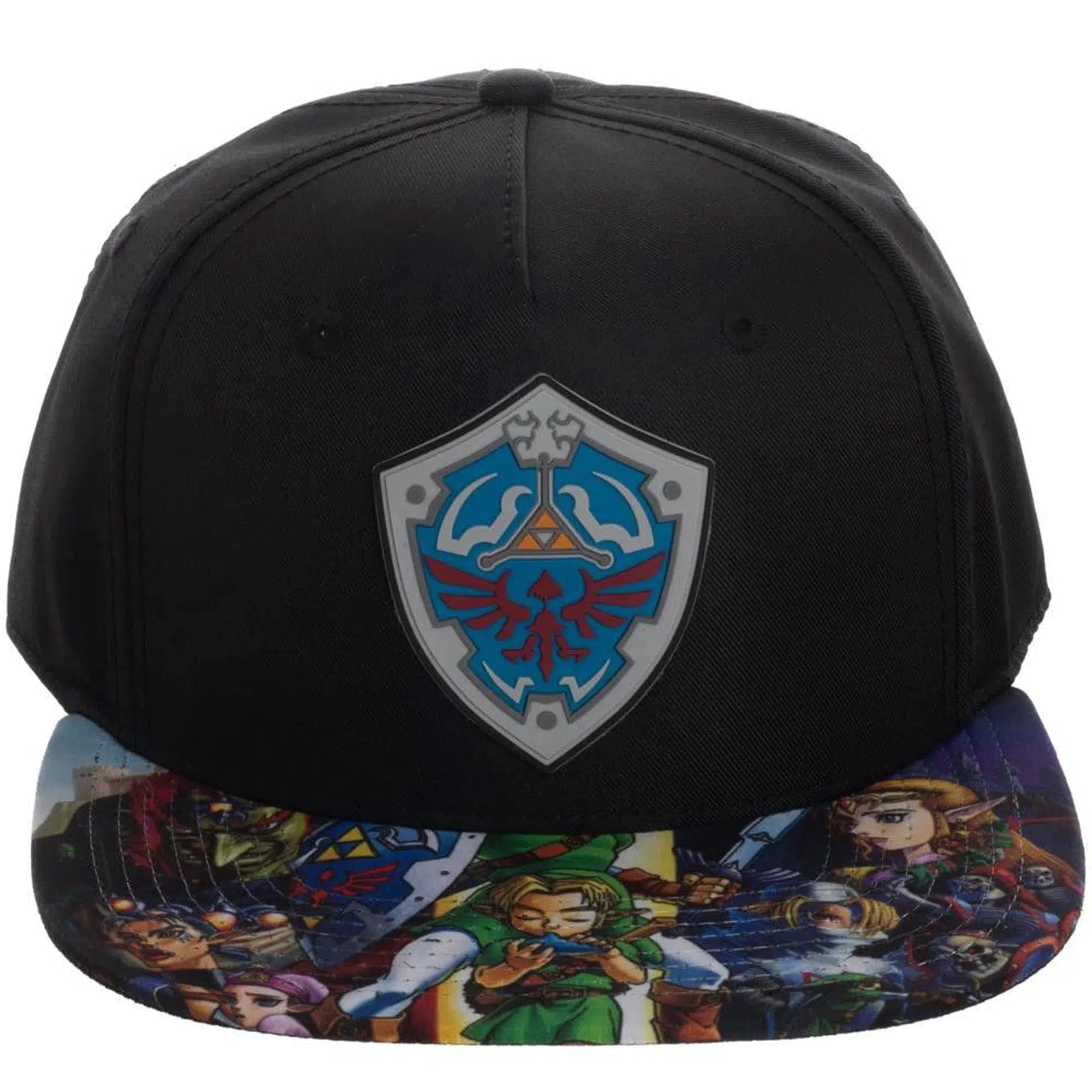 Bioworld The Legend of Zelda - Characters & Hylian Shield Snapback Hat (Sublimated, Flat Bill) - Bioworld