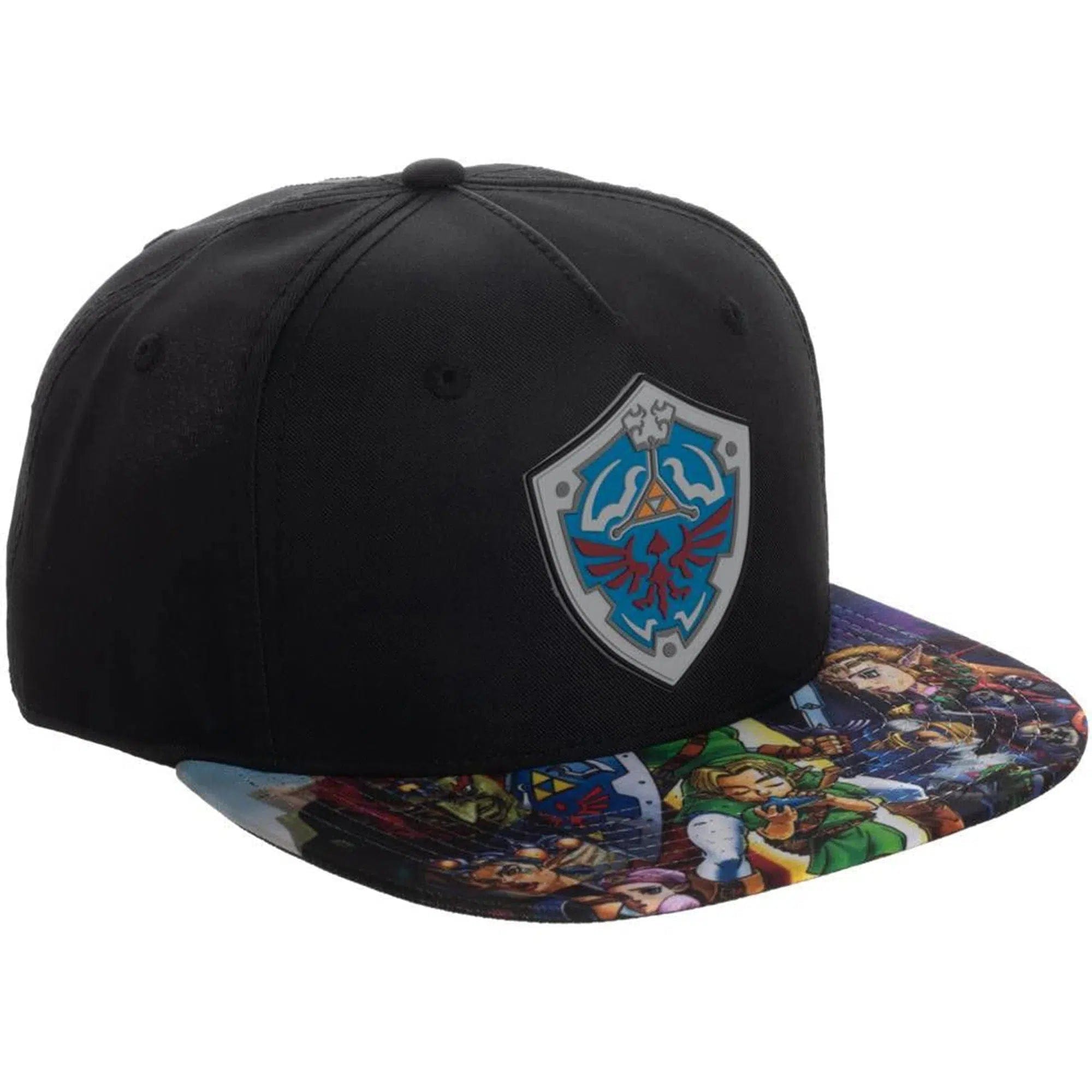 Bioworld The Legend of Zelda - Characters & Hylian Shield Snapback Hat (Sublimated, Flat Bill) - Bioworld