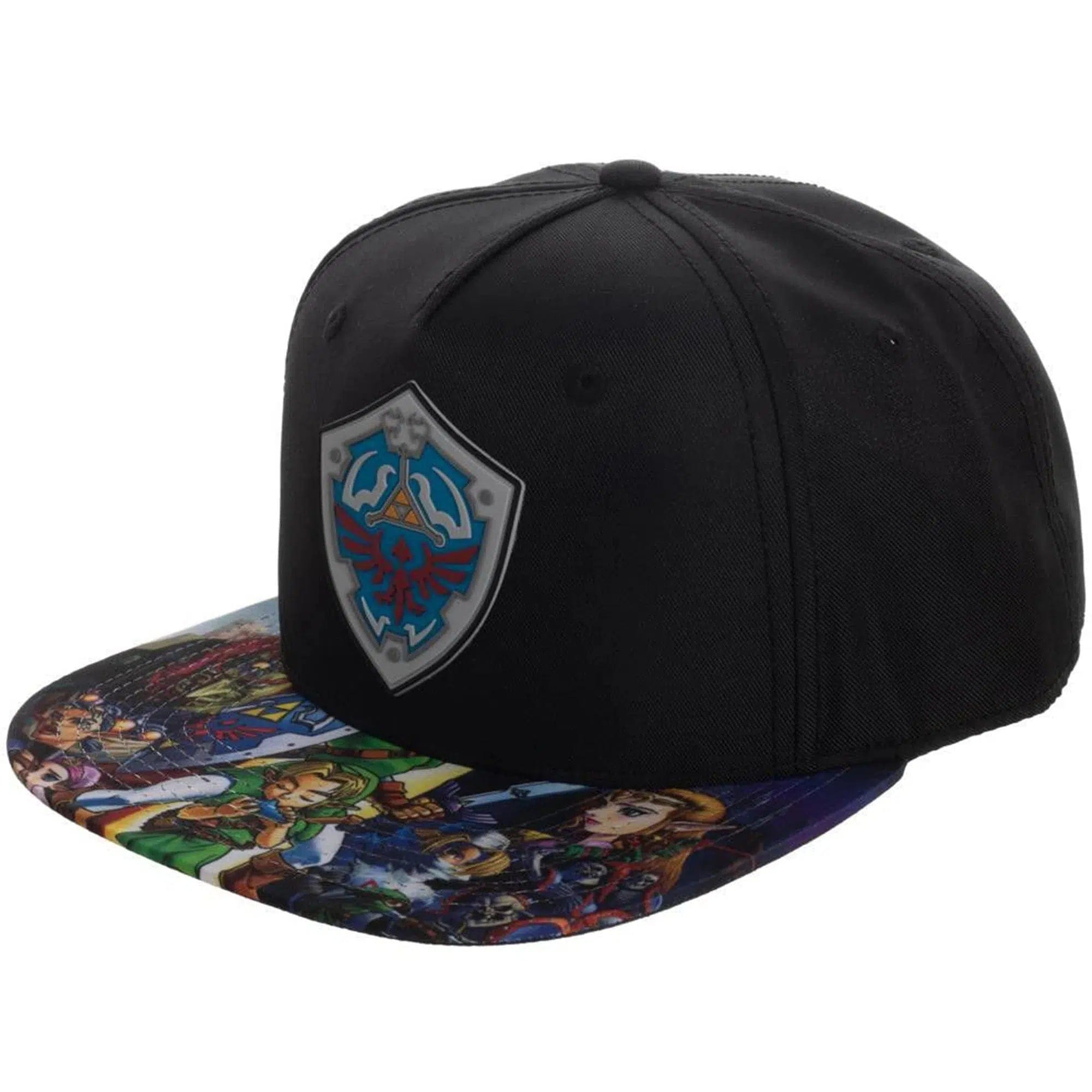 Bioworld The Legend of Zelda - Characters & Hylian Shield Snapback Hat (Sublimated, Flat Bill) - Bioworld