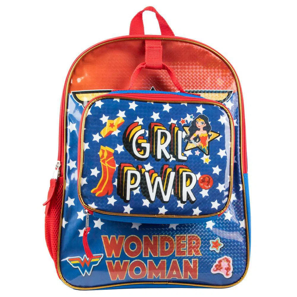 Bioworld DC Comics: Wonder Woman - GRL PWR Stars Backpack with Lunchbox - Bioworld