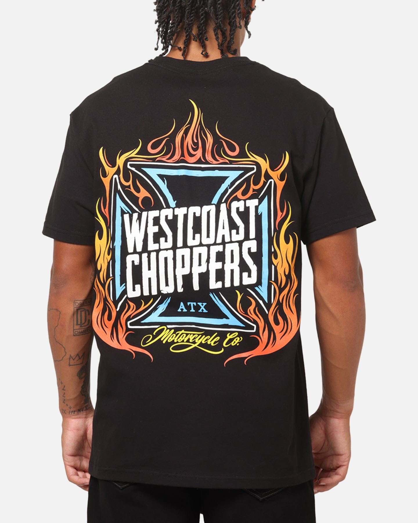 WEST COAST Choppers Skew Logo Flames T - Shirt Black