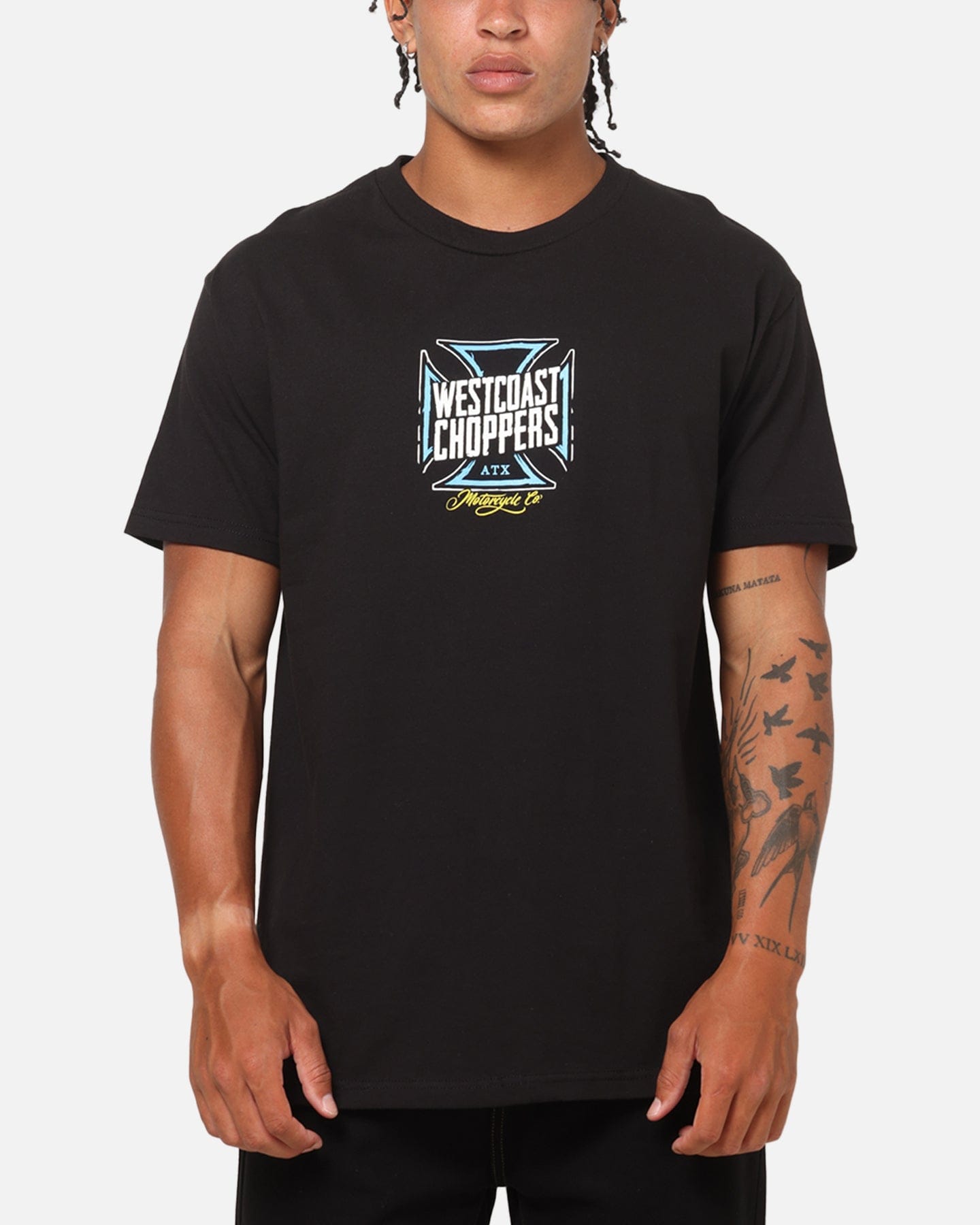 WEST COAST Choppers Skew Logo Flames T - Shirt Black