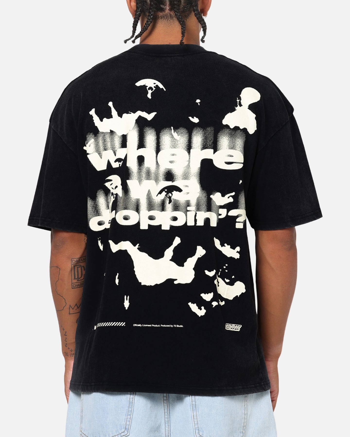 73studio x Fortnite Where We Droppin T - Shirt Black Acidwash