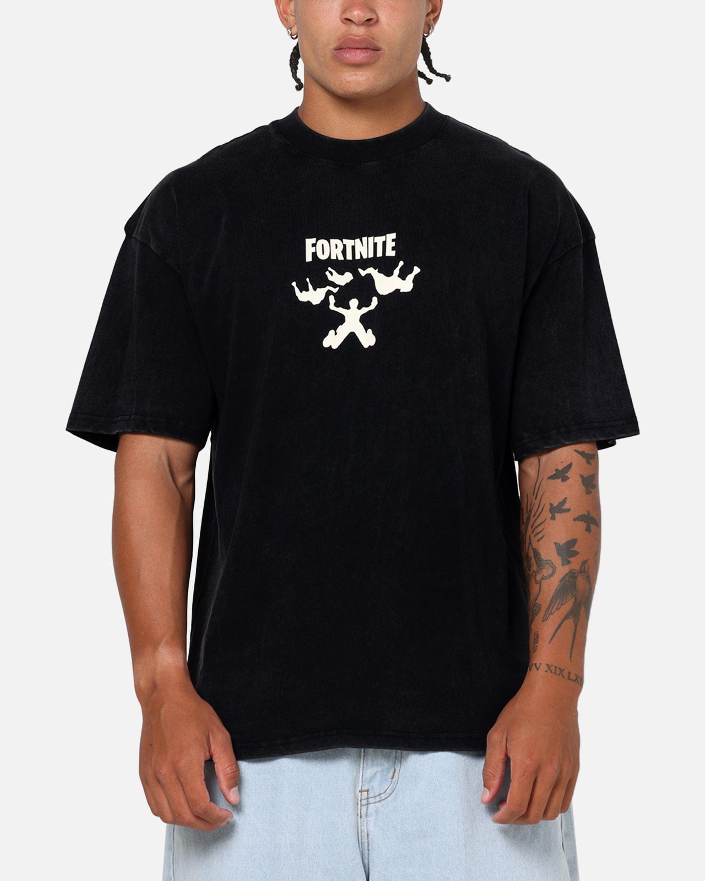 73studio x Fortnite Where We Droppin T - Shirt Black Acidwash