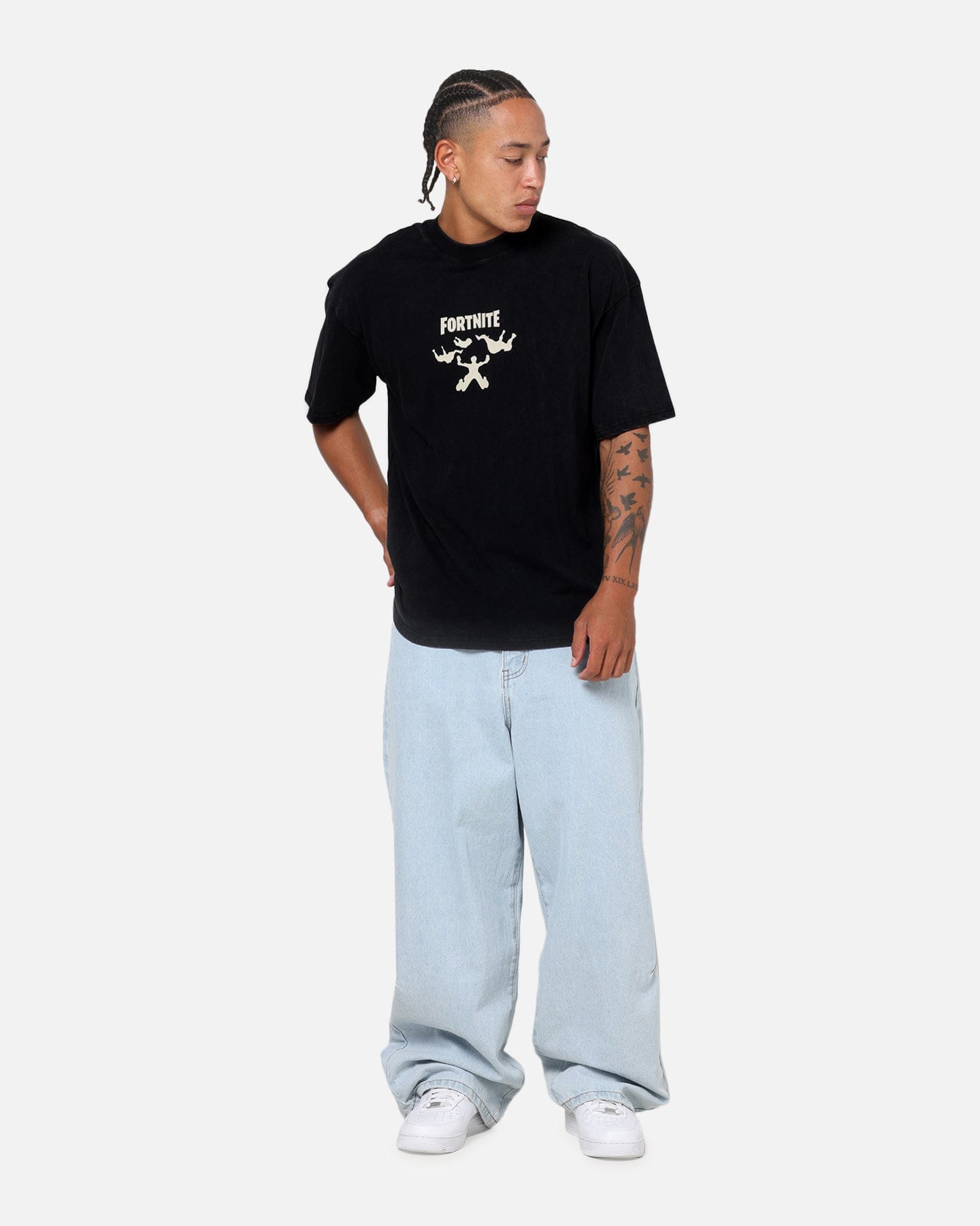 73studio x Fortnite Where We Droppin T - Shirt Black Acidwash