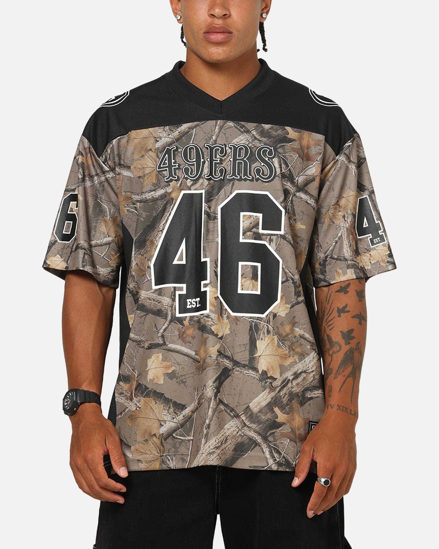 Majestic Athletic San Francisco 49ers Mesh Oversized T - Shirt Khaki Forest Camo