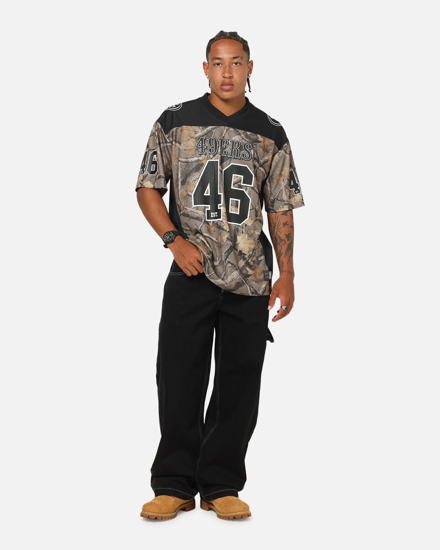 Majestic Athletic San Francisco 49ers Mesh Oversized T - Shirt Khaki Forest Camo